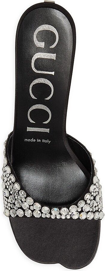 Gucci o1s1wg110125 Embellished Satin Mules With Crystals in Black Size US 5.5 / IT 35.5 - 5 Thumbnail