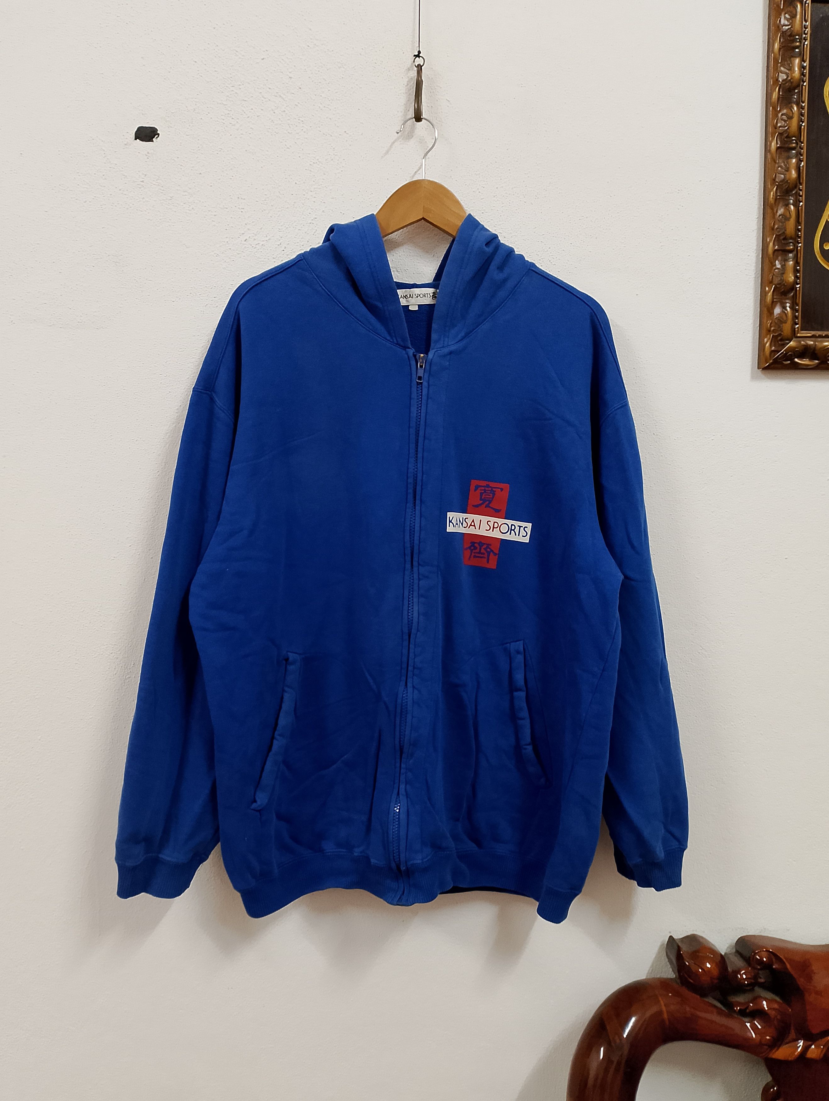 Kansai Yamamoto Vintage 90s Kansai Sports Blue Hoodie Dragon Logo Size US XL / EU 56 / 4 - 1 Thumbnail