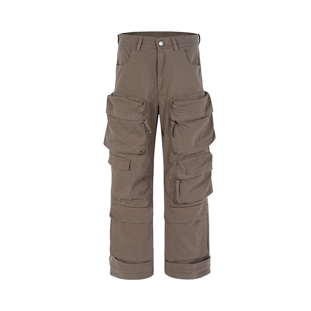 image of Jean Y2K Multi-Pockets Straight Baggy Cargo Pants in Beige, Men's (Size 35)