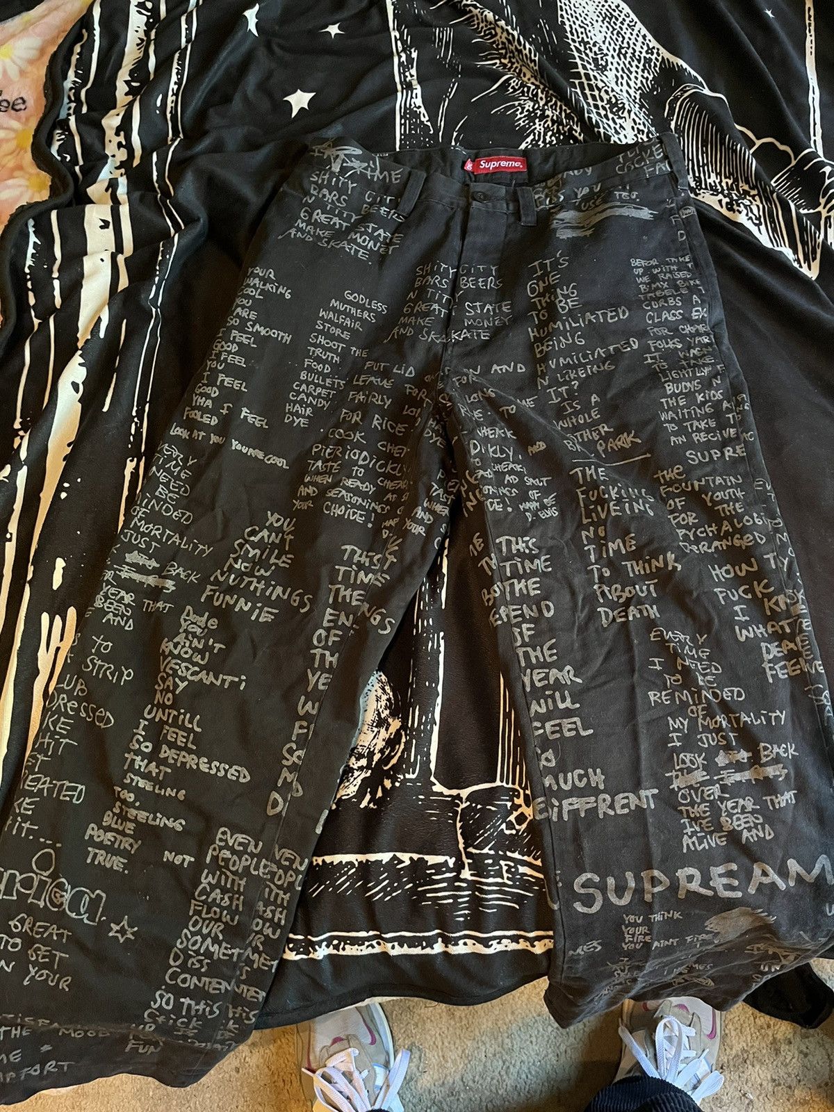 Image of Skategang x Supreme Fw2020 Gonzo Writings Skating Chinos in Black, Men's (Size 30)