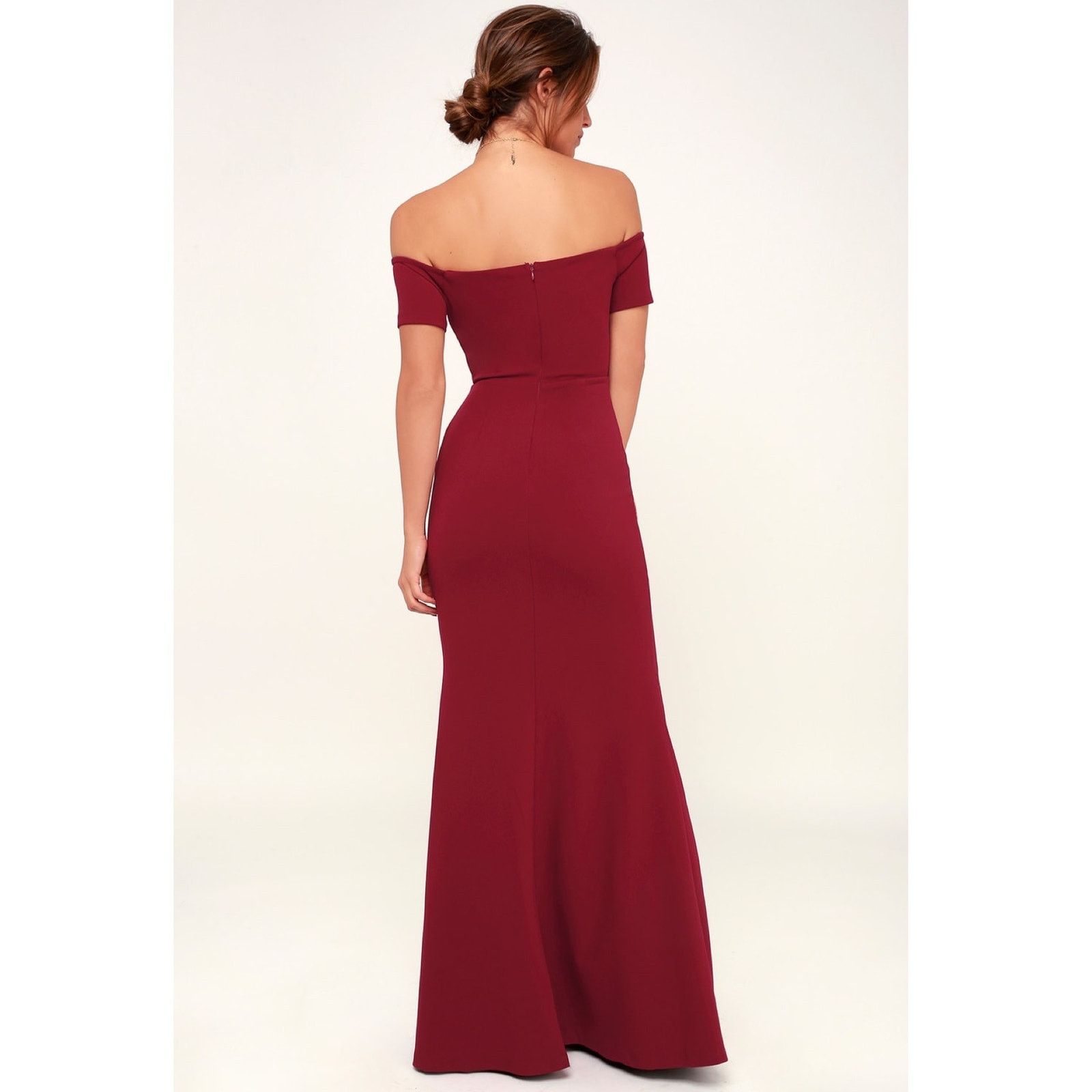 Other Lulus Lynne Burgundy Off-the-Shoulder Maxi Dress Formal Sm Size S / US 4 / IT 40 - 3 Thumbnail