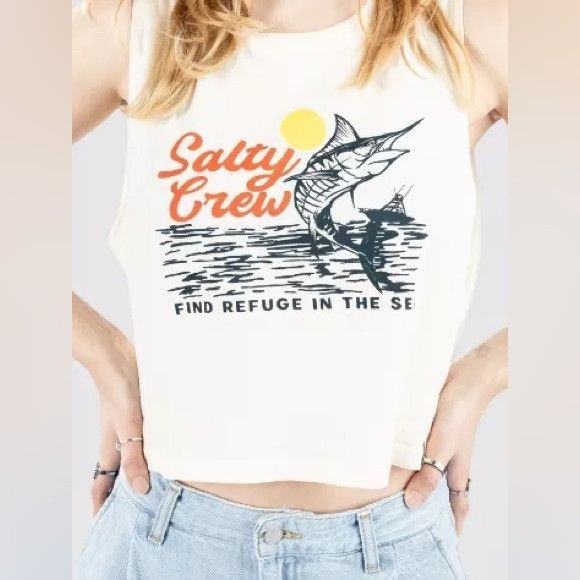 Other NEW SALTY CREW JACKPOT CROPPED TANK TOP SZ LARGE L Size L / US 10 / IT 46 - 7 Thumbnail