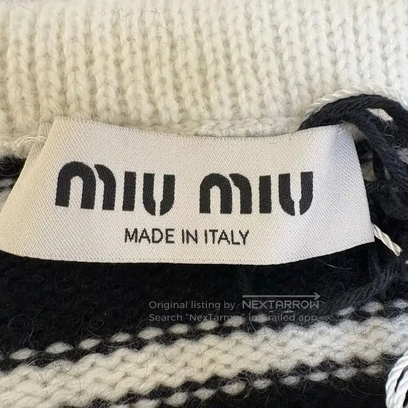 Miu Miu Miu Miu Black Striped Wool Short Sleeve Sweater . Size M / US 6-8 / IT 42-44 - 6 Thumbnail
