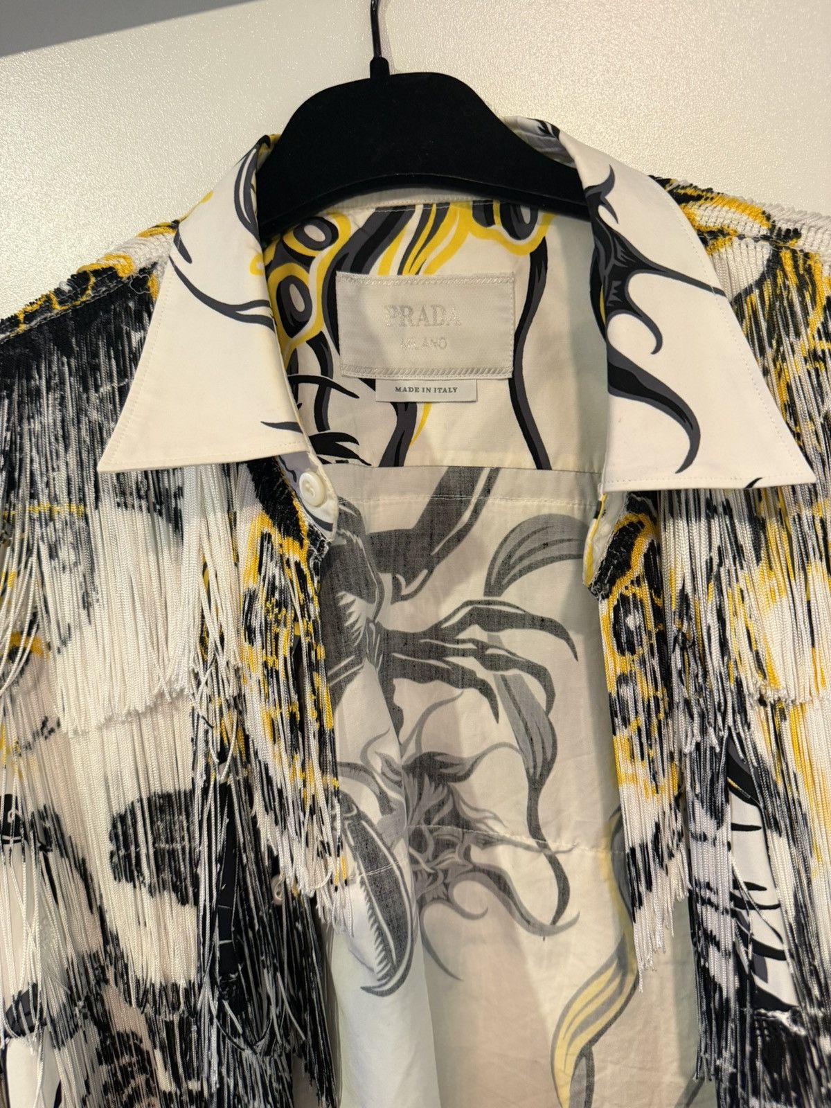 Prada PRINTED COTTON SHIRT WITH FRINGE Size US S / EU 44-46 / 1 - 7 Thumbnail