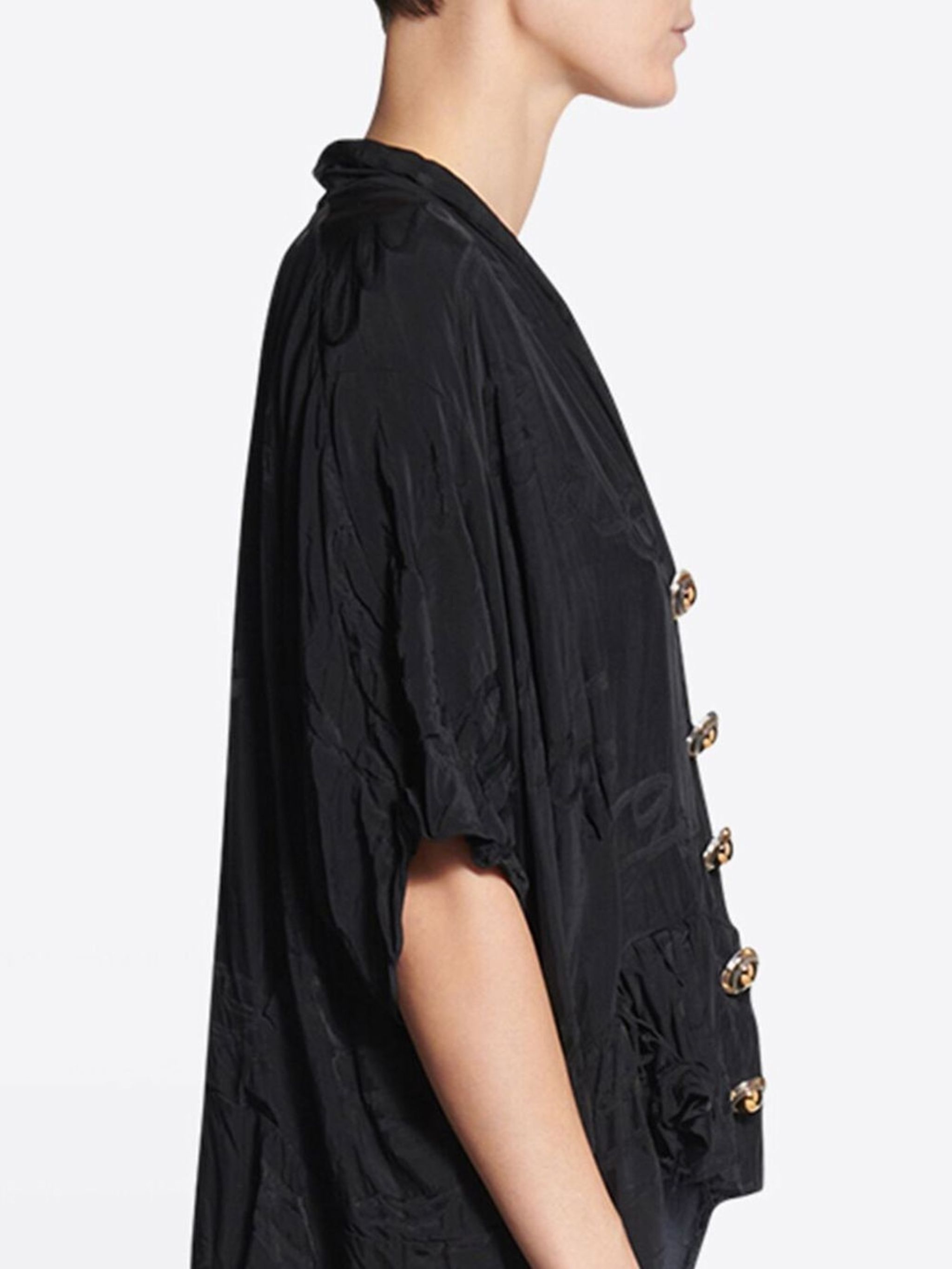 o1mt1gz0524 Oversize V-Neck Blouse in Black