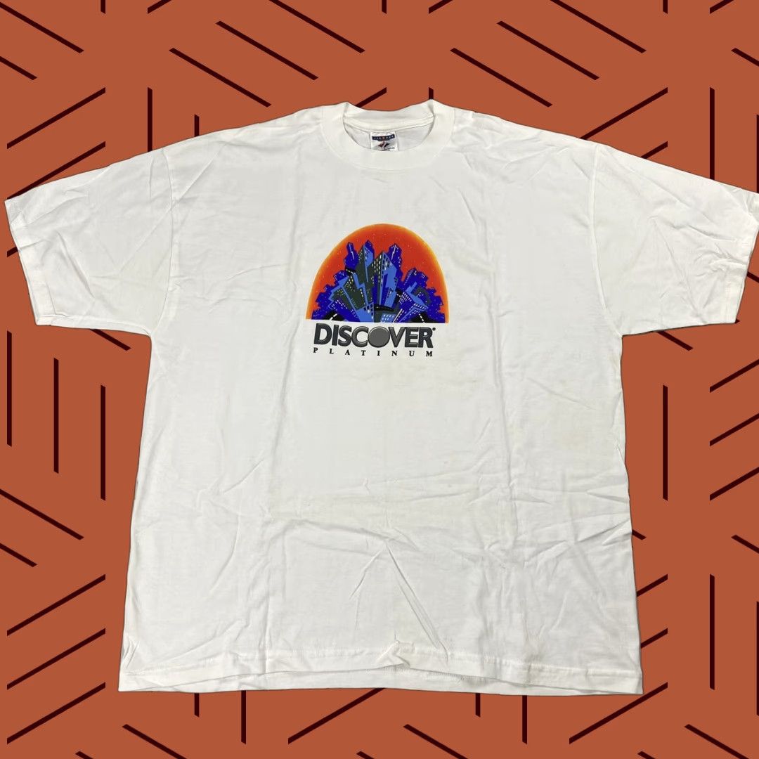 Jerzees VINTAGE JERZEES DISCOVER PLATINUM T-SHIRT 90s FINANCE WHITE XL MENS Size US XL / EU 56 / 4 - 1 Thumbnail