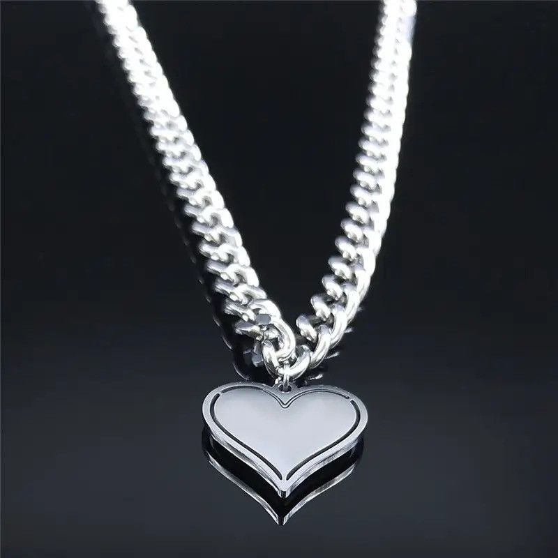 Jewelry Heart Stainless Steel Black Crystal Chokers Necklace Size ONE SIZE - 3 Thumbnail