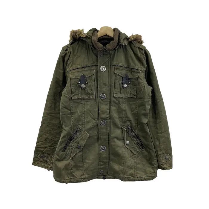 In The Attic Vtg IN THE ATTIC Rocker Garment Parka Green Trench Heavy Size L / US 10 / IT 46 - 1 Thumbnail