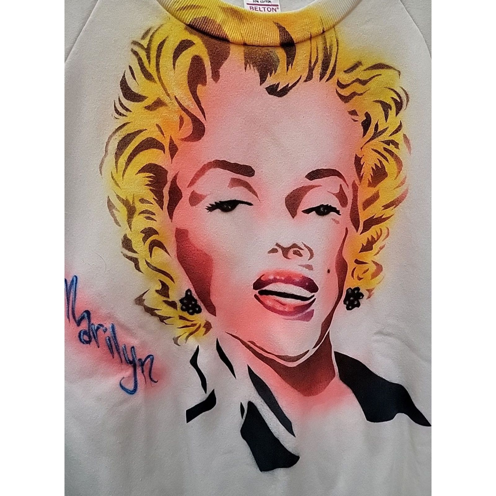 Vintage VINTAGE Belton Marilyn Monroe 80s Air Brush Sweatshirt Mens XL White Sweatshirt Size US XL / EU 56 / 4 - 3 Thumbnail