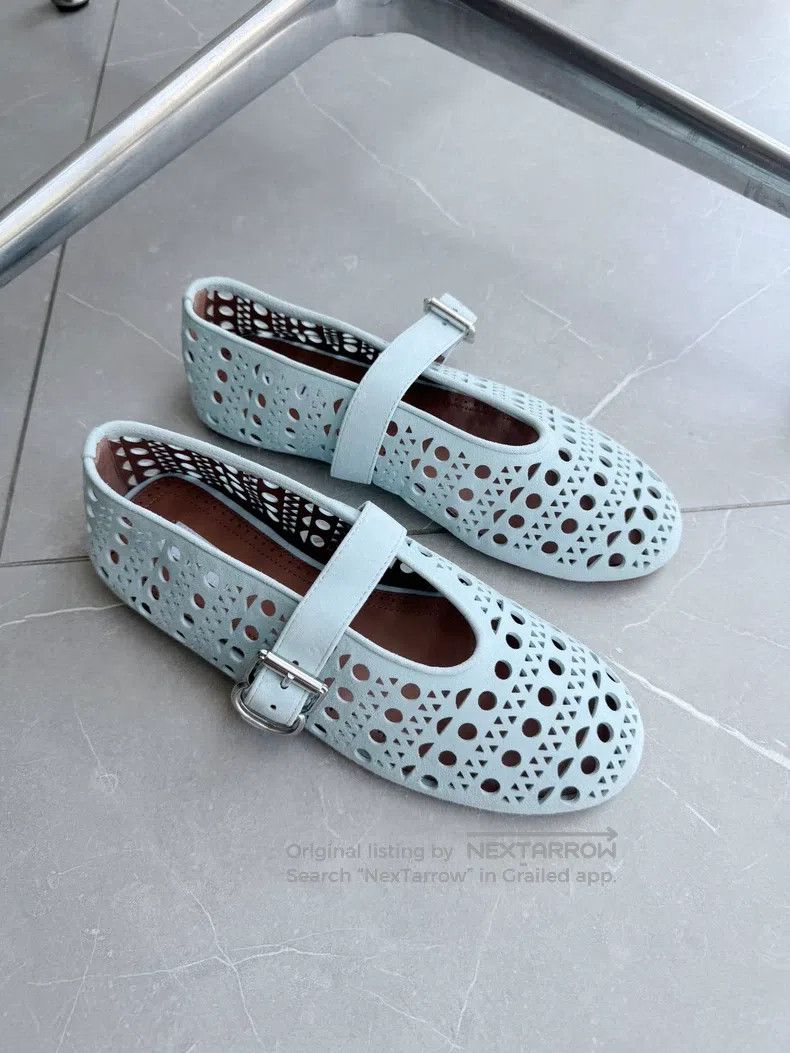 Alaia Alaia Blue Openwork Ballet Shoes, Imported Sheepskin Mater Size US 6.5 / IT 36.5 - 4 Thumbnail