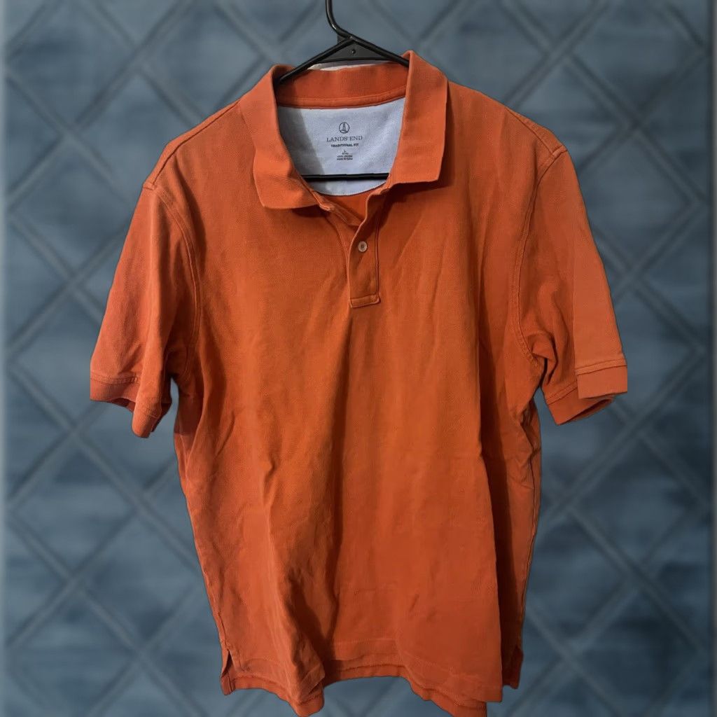 Lands' End Lands End Mens Shirt Size Large Orange Short Sleeve Traditional Fit Polo 90s Mens Size US L / EU 52-54 / 3 - 1 Thumbnail