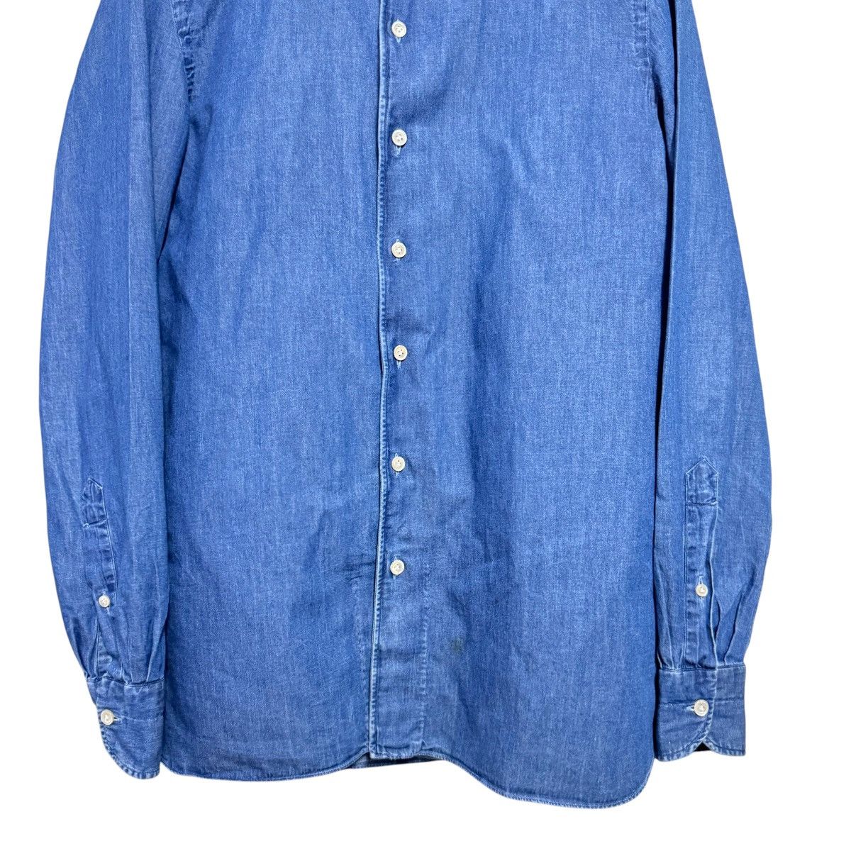 Luigi Borrelli Luigi Borrelli Luxury Vintage Denim Sailor Shirt Size US M / EU 48-50 / 2 - 4 Thumbnail