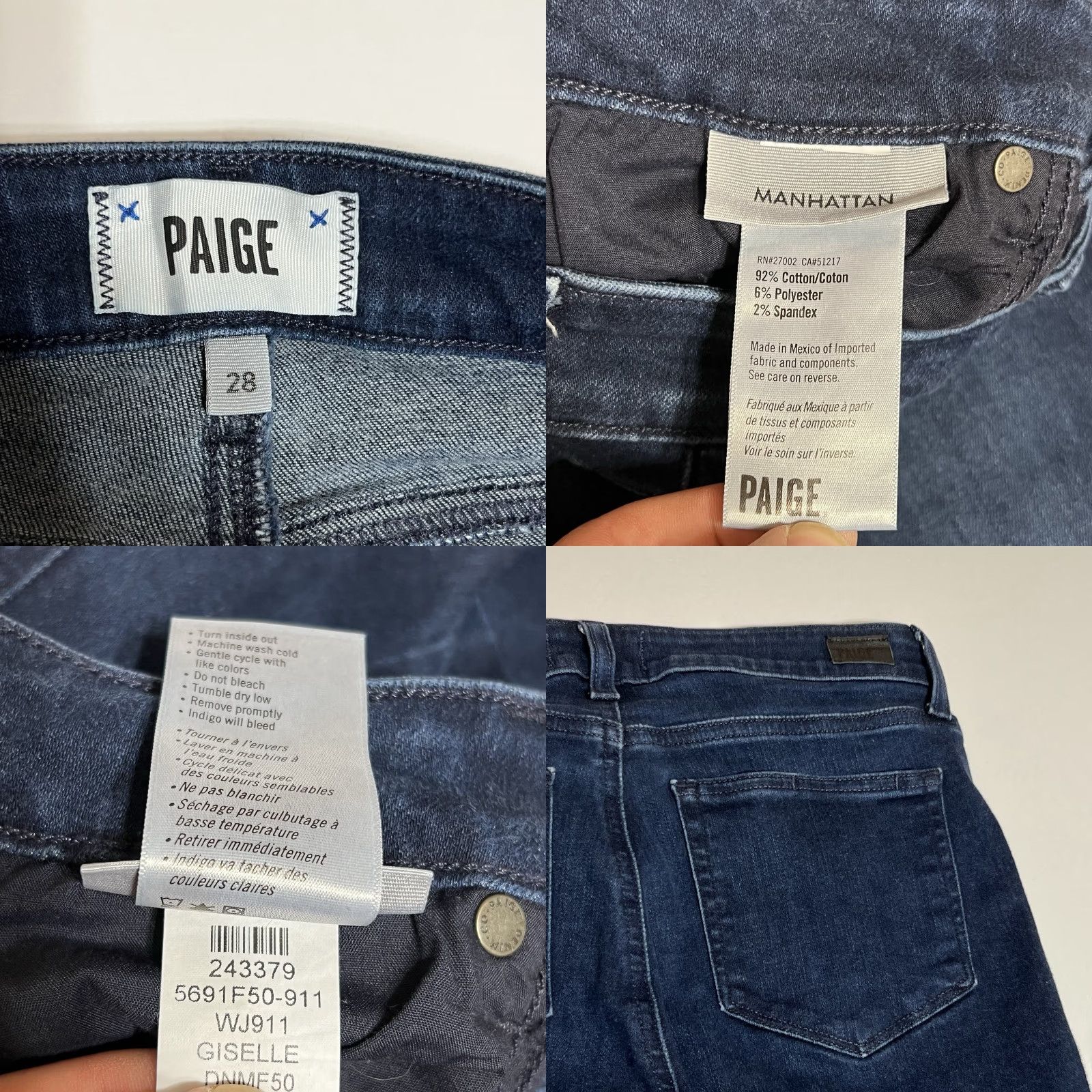 Paige PAIGE Jeans Womens 28x30 Blue Dark Wash Bootcut Stretch Denim Jeans Mujer Womens Mens? Size 28" / US 6 / IT 42 - 8 Thumbnail
