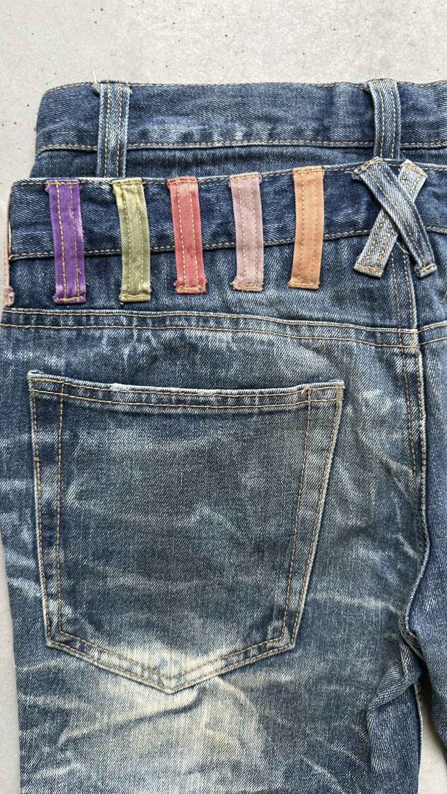 Japanese Brand VINTAGE NYLAUS DISTRESSED DOUBLE WAIST BONDAGE PUNK JEANS Size US 33 - 7 Thumbnail