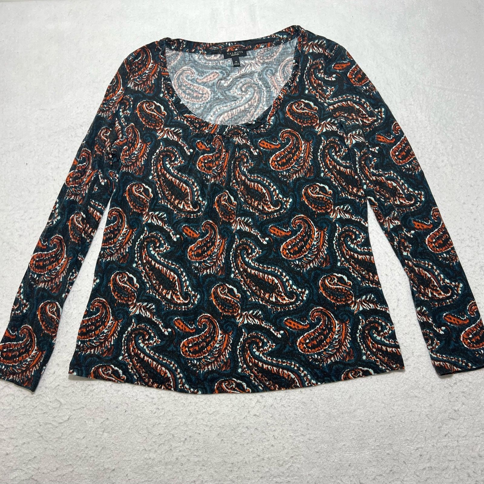 Other Talbots Long Sleeve Paisley Patterned Pullover T Shirt Top Size M / US 6-8 / IT 42-44 - 1 Thumbnail