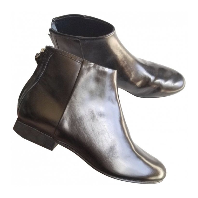 Theory THEORY Black Miriam Patent Leather Ankle Boot Booties 7.5 Size US 7.5 / EU 40-41 - 1 Thumbnail