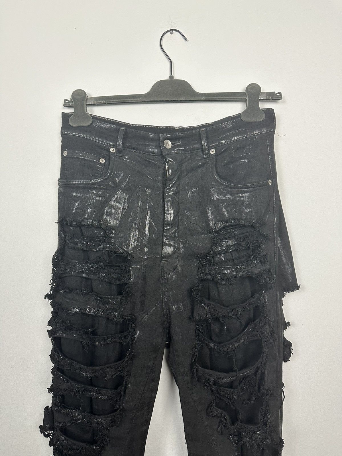 Rick Owens DRKSHDW Waxed Slashed Geth Jeans Size US 30 / EU 46 - 2 Thumbnail