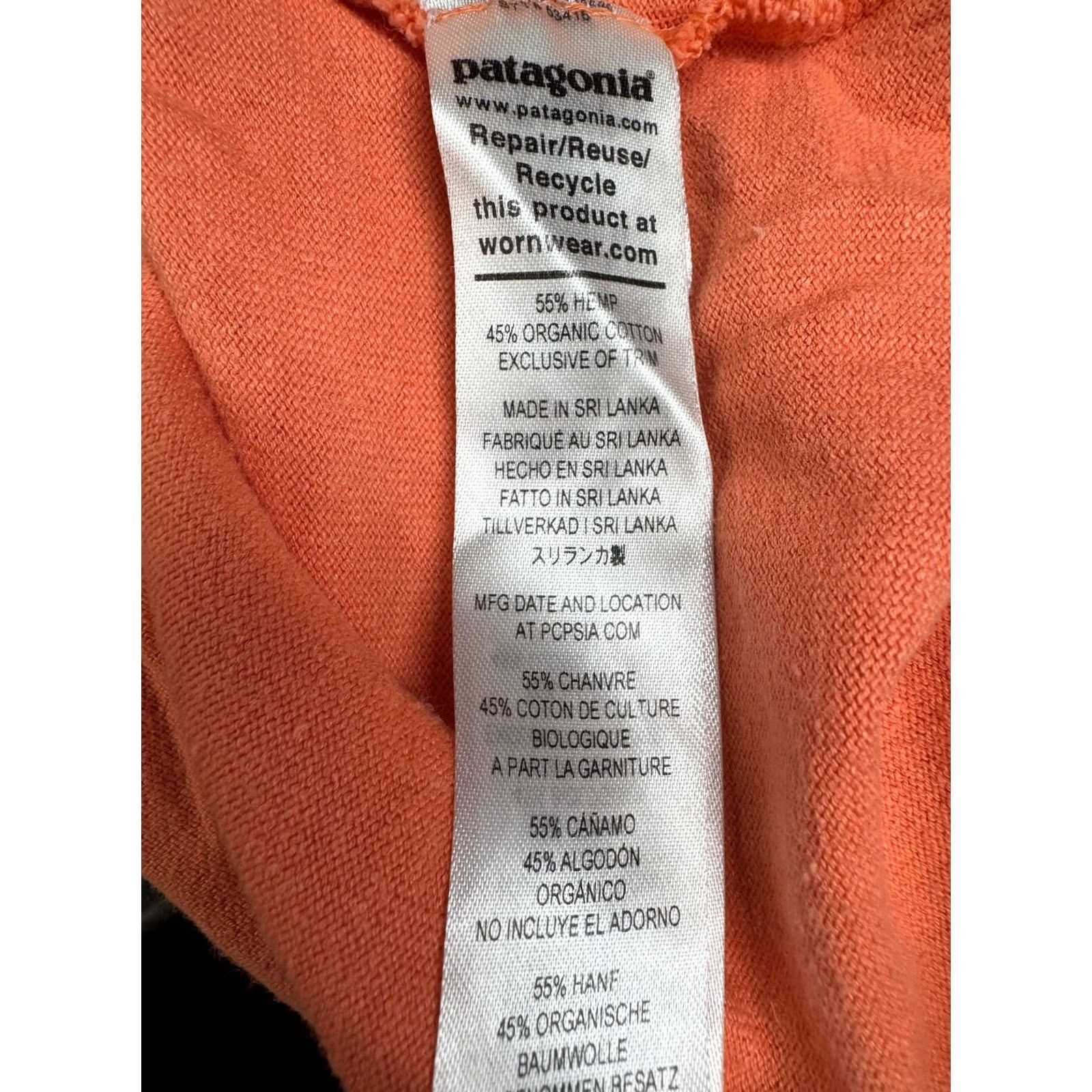 Patagonia VINTAGE Patagonia Women's T-Shirt L Orange Hemp Organic Cotton Pocket 90s Mens Womens Size ONE SIZE - 5 Thumbnail