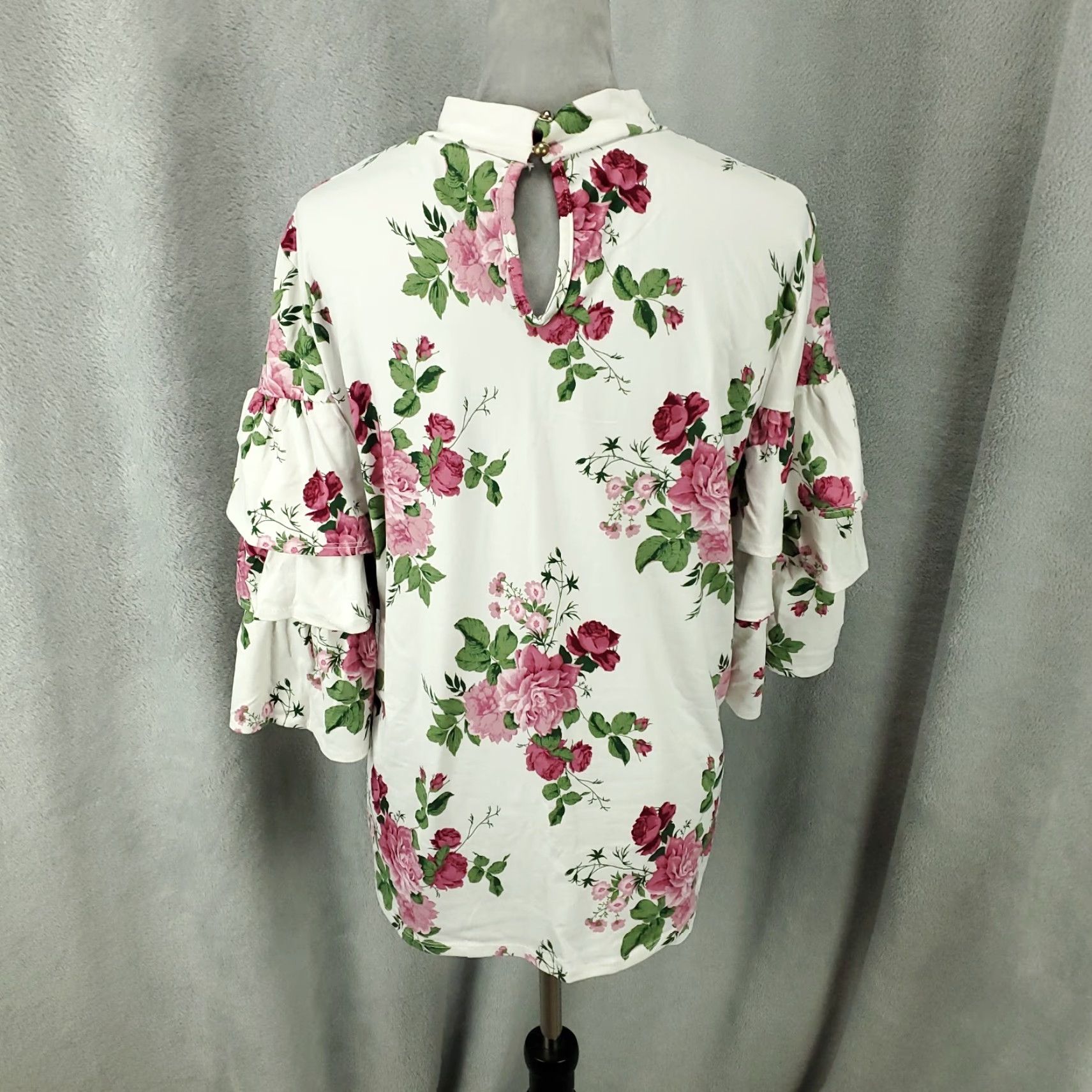 Vintage Womens Top Plus Size 2X Layered Ruffled Tiered Sleeve Flutter Sleeve 3/4 Sleeve Bohemian Basic Blouse Touch Me Size XXL / US 16-18 / IT 52-54 - 7 Thumbnail