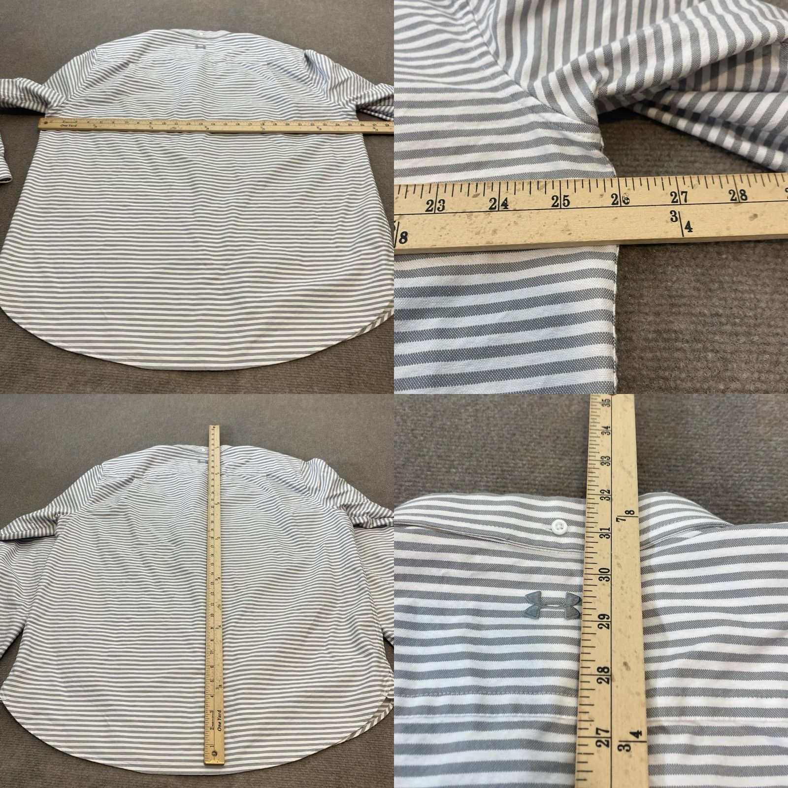 Under Armour Under Armour Shirt Men XXL Gray White Striped Cotton Pocket Long Sleeve Logo Button-Up Shirt Size US L / EU 52-54 / 3 - 8 Thumbnail