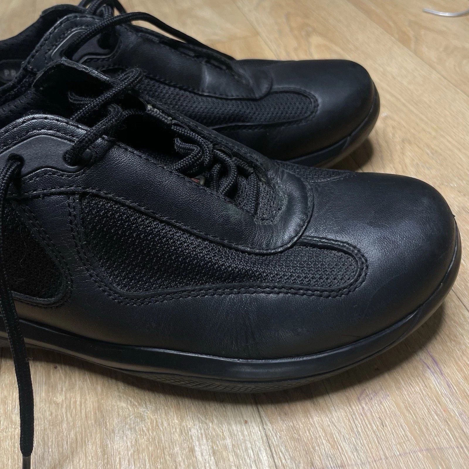 Prada Prada America's Cup Sneakers Linea Rossa Black Leather Mesh Size US 7.5 / IT 37.5 - 7 Thumbnail