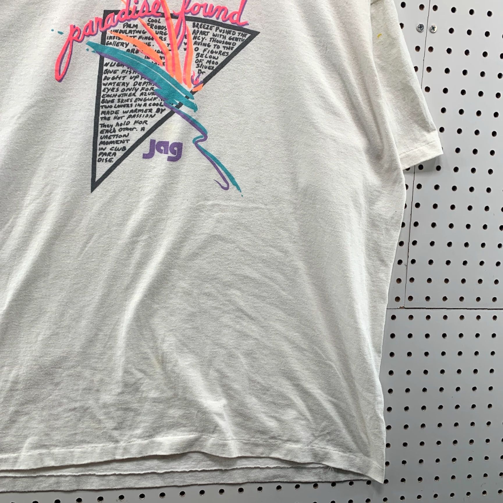 Paradise VINTAGE Single Shirt Mens 2XL White 26.5x29.5 Paradise FOund Jag Shiert 90s Beach Graphic Print Crew Neck Short Sleeve Size US XXL / EU 58 / 5 - 4 Thumbnail