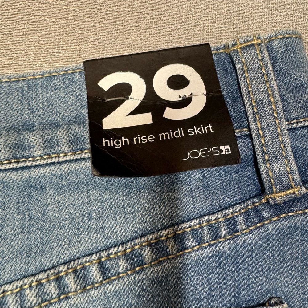 Joe's NWT New $218 Joe's High Waist Midi Denim Skirt In Free Fall Size 29" - 6 Thumbnail