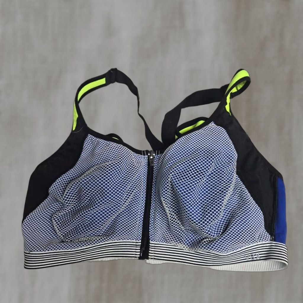 Victoria's Secret Victoria's Secret VSX Sport Bra Womens 38D Blue Zip Front Racerback Full Coverage Size ONE SIZE - 1 Thumbnail