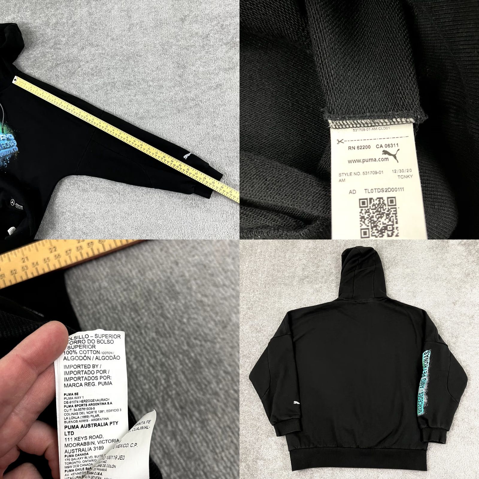 Puma PUMA Hoodie Mens M Black MERCEDES AMG Petronas Formula 1 One Sweatshirt Pullover Hooded Logo Graphic Print Vintage No Size US M / EU 48-50 / 2 - 8 Thumbnail