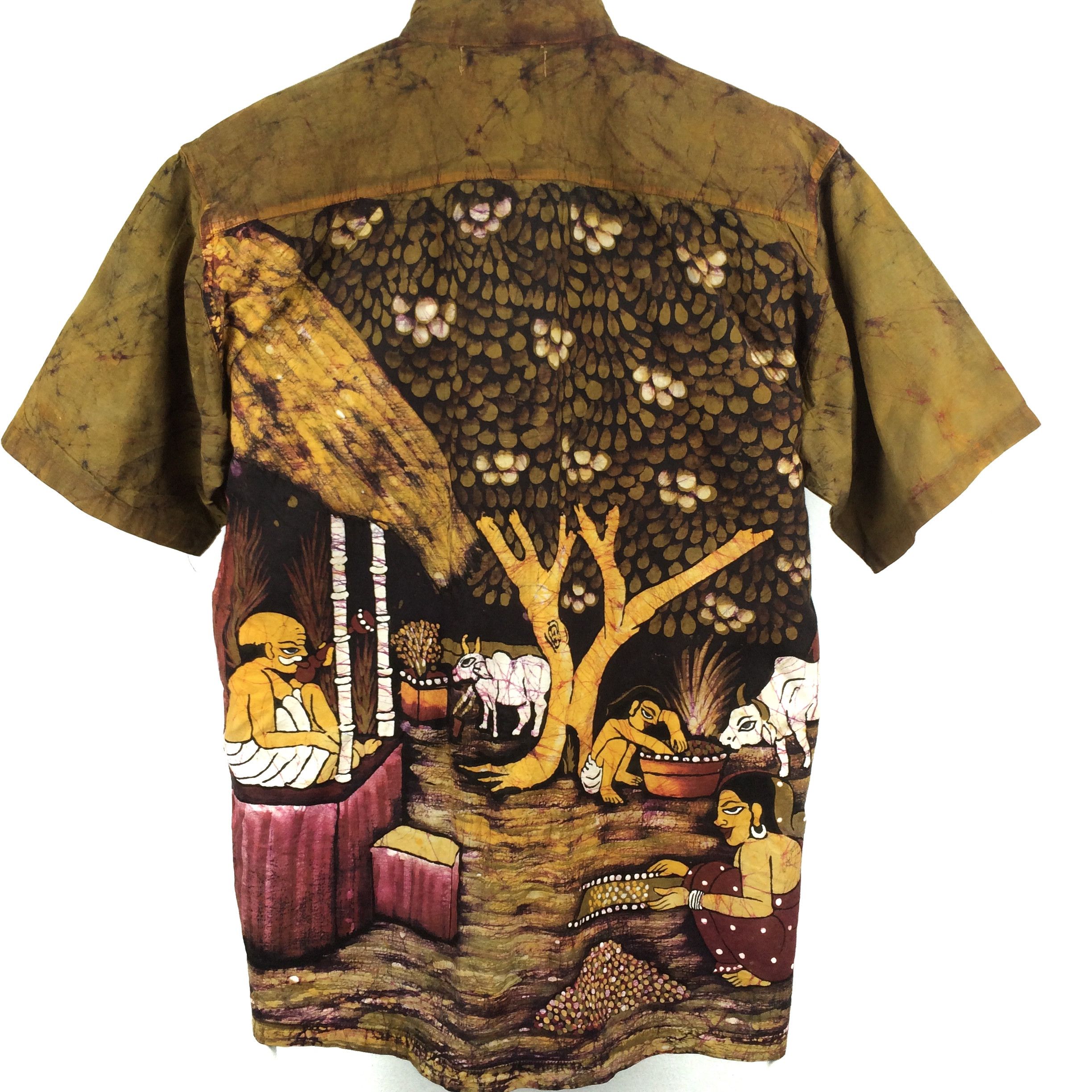 Designer × Handmade × Japanese Brand h44 MALAIKA TIE DYE INDIAN CULTURE HAND PAINTING ART SHIRT Size US XL / EU 56 / 4 - 1 Thumbnail