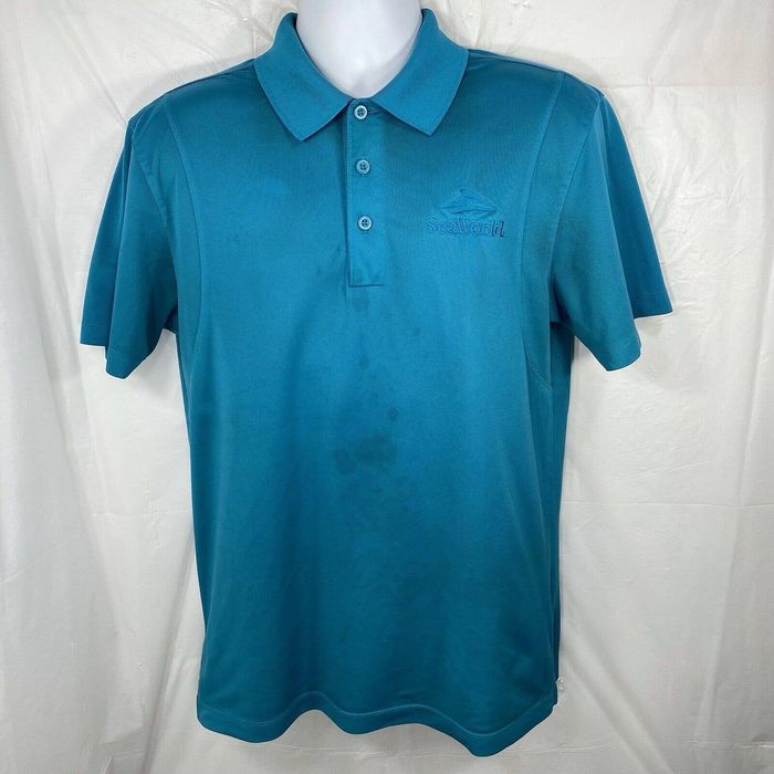 Other SeaWorld Embroidered Employee Golf Polo Shirt Medium M Teal | Grailed