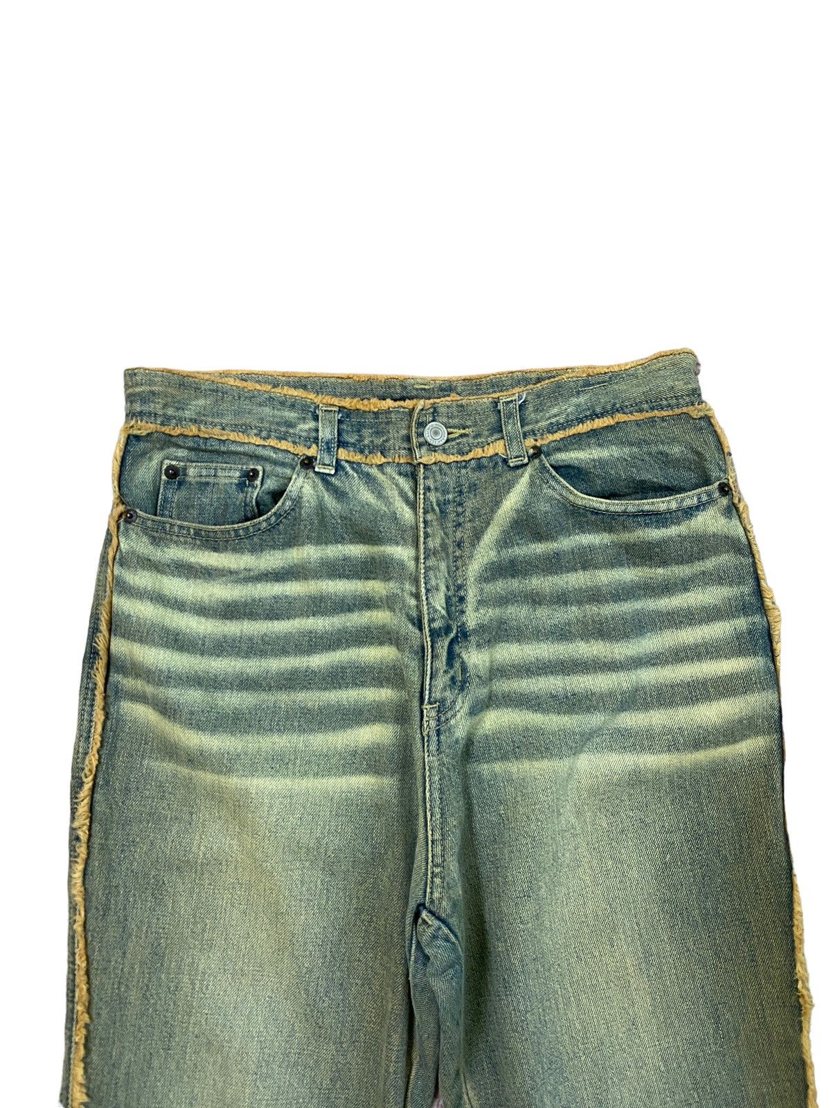 Japanese Brand Flare LIVRE CLAIRE Rare Fur Design Bootcut Denim Size US 29 - 3 Thumbnail