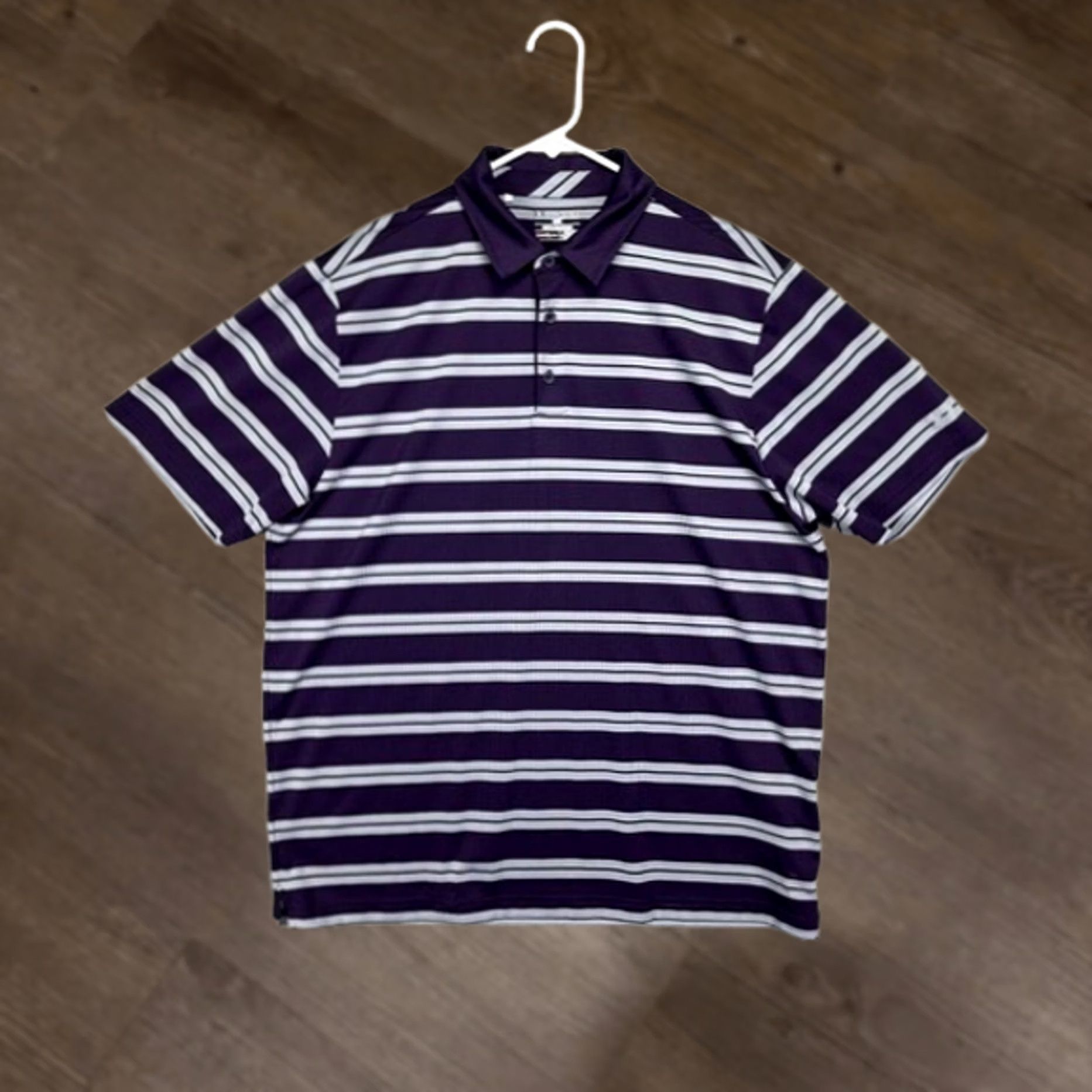 Under Armour Under Armour Shirt Mens XL HeatGear Purple Regimental Striped Golf Polo Rugby Polo Shirt Mens XL Purple Striped HeatGear Golf Polo Rugby Size US XL / EU 56 / 4 - 1 Thumbnail