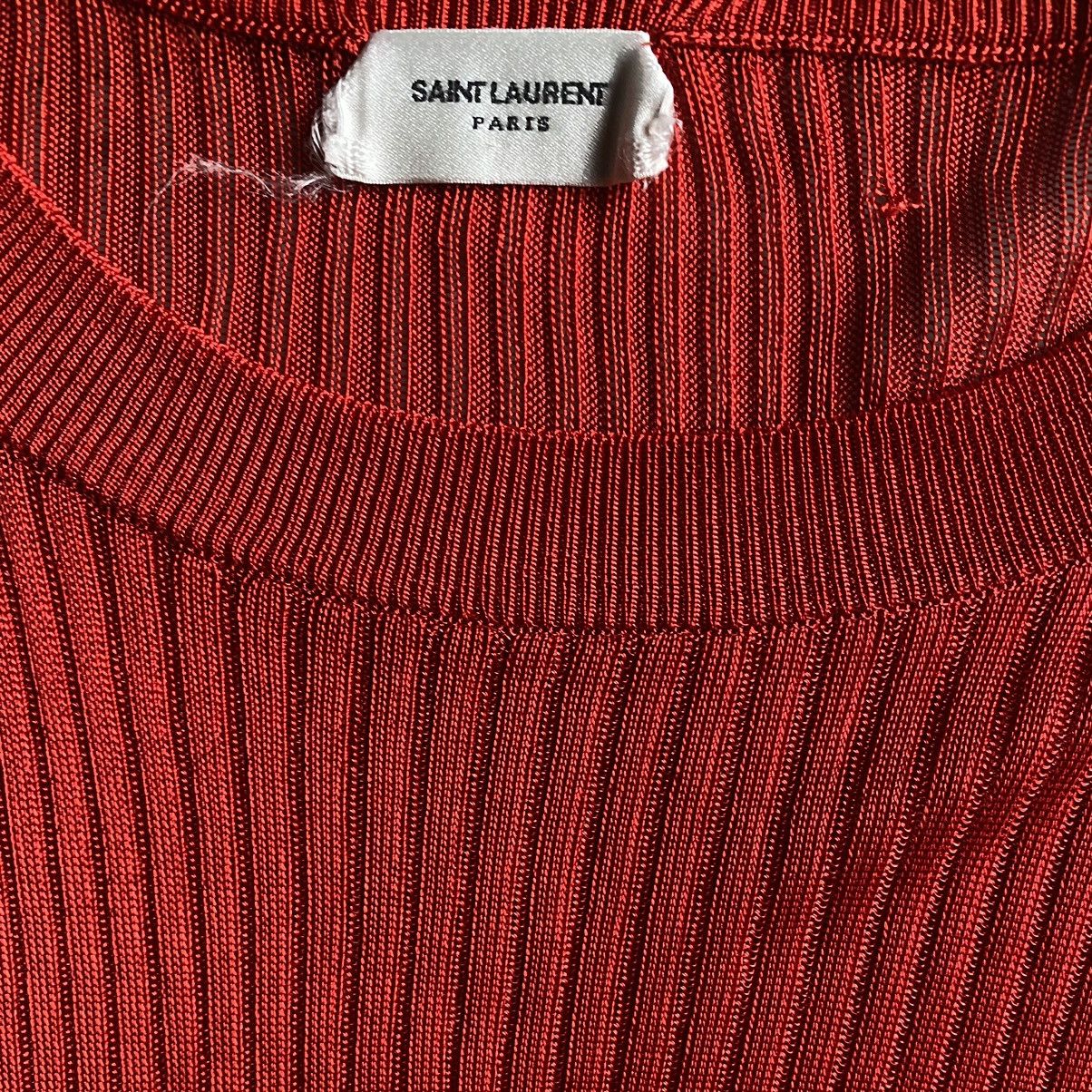 Saint Laurent Paris SLP Red Ribbed L/S Size M / US 6-8 / IT 42-44 - 7 Thumbnail