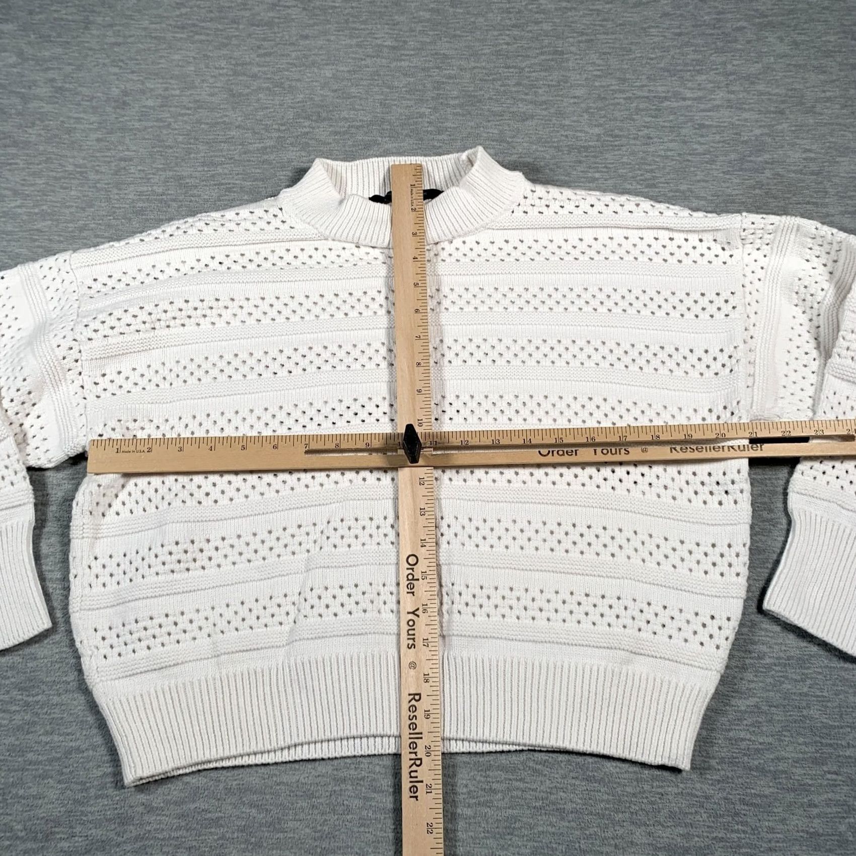 Vintage Marc New York Sweater Womens XL White Mock Neck Pointelle Open Knit Pullover Size XL / US 12-14 / IT 48-50 - 5 Thumbnail