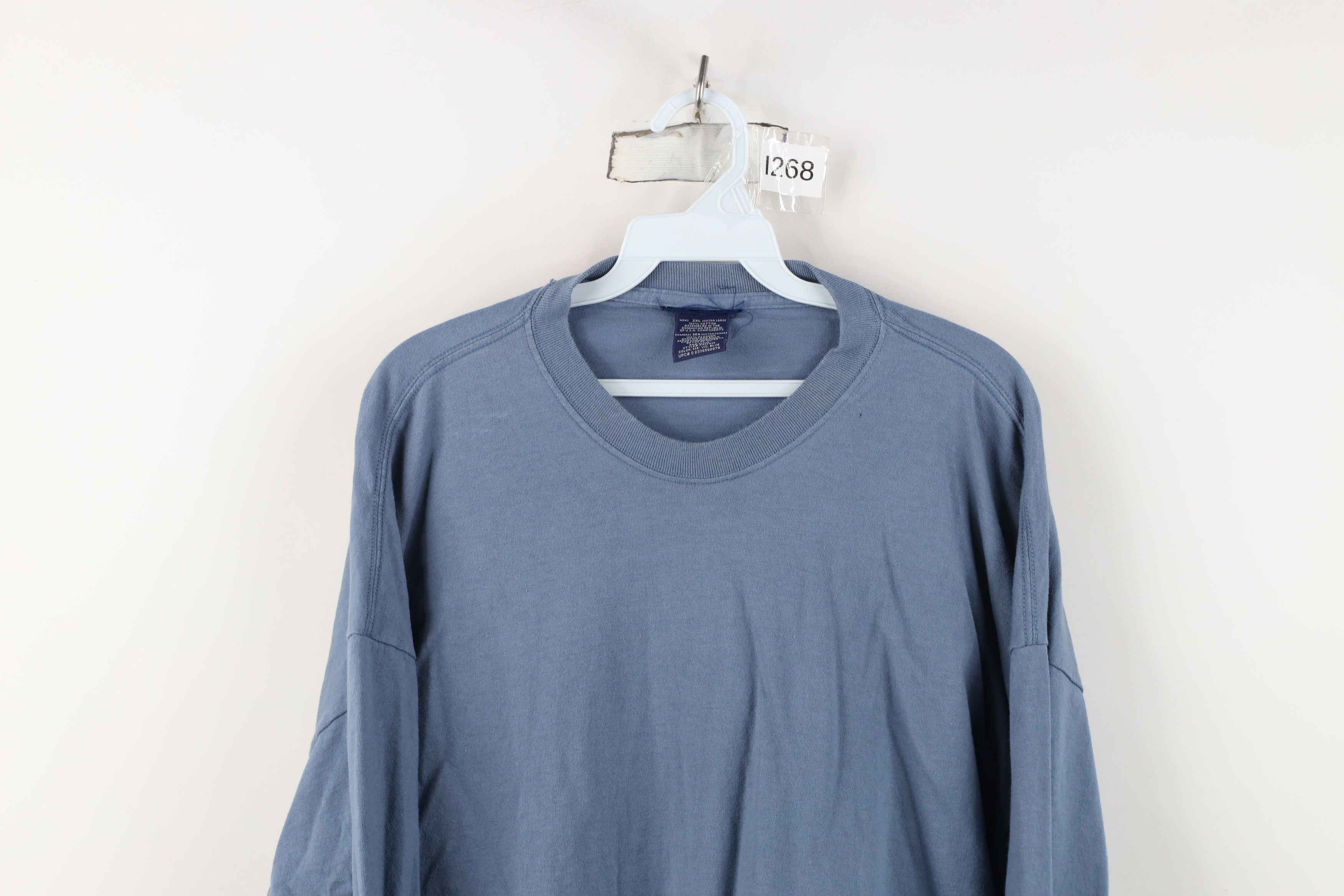 Vintage Vintage 90s Y2K Streetwear Long Sleeve T-Shirt Cotton Blue Size US XXL / EU 58 / 5 - 2 Thumbnail