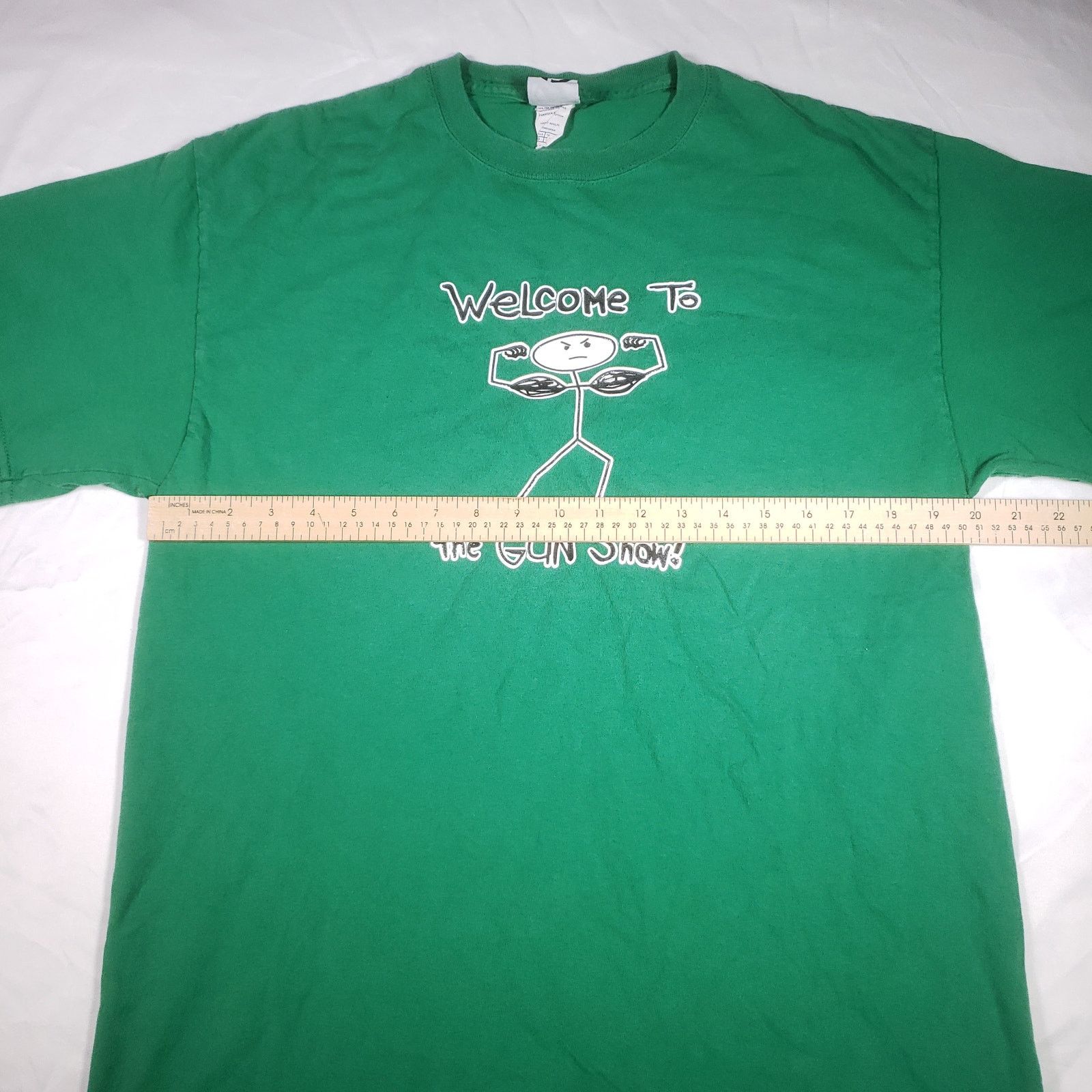 Vintage Rare 2000s Funny Stick Figure Welcome To The Gun Show TShirt Size US L / EU 52-54 / 3 - 9 Thumbnail