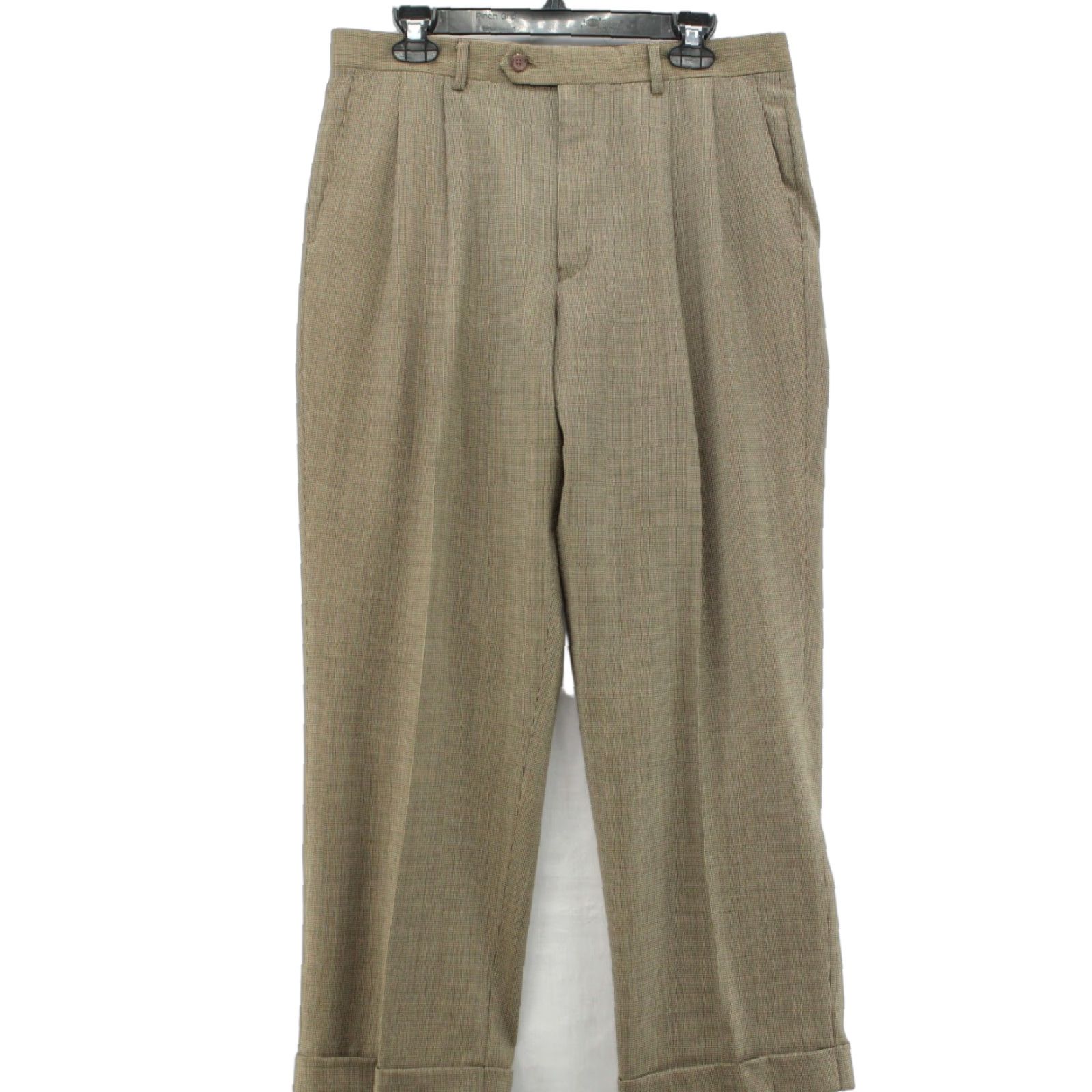 Ralph Lauren Lauren Ralph Lauren Pants Men’s 33x28 Brown Houndstooth Wool Pleated Cuffs Dress Pants Men’s Size US 33 - 1 Thumbnail