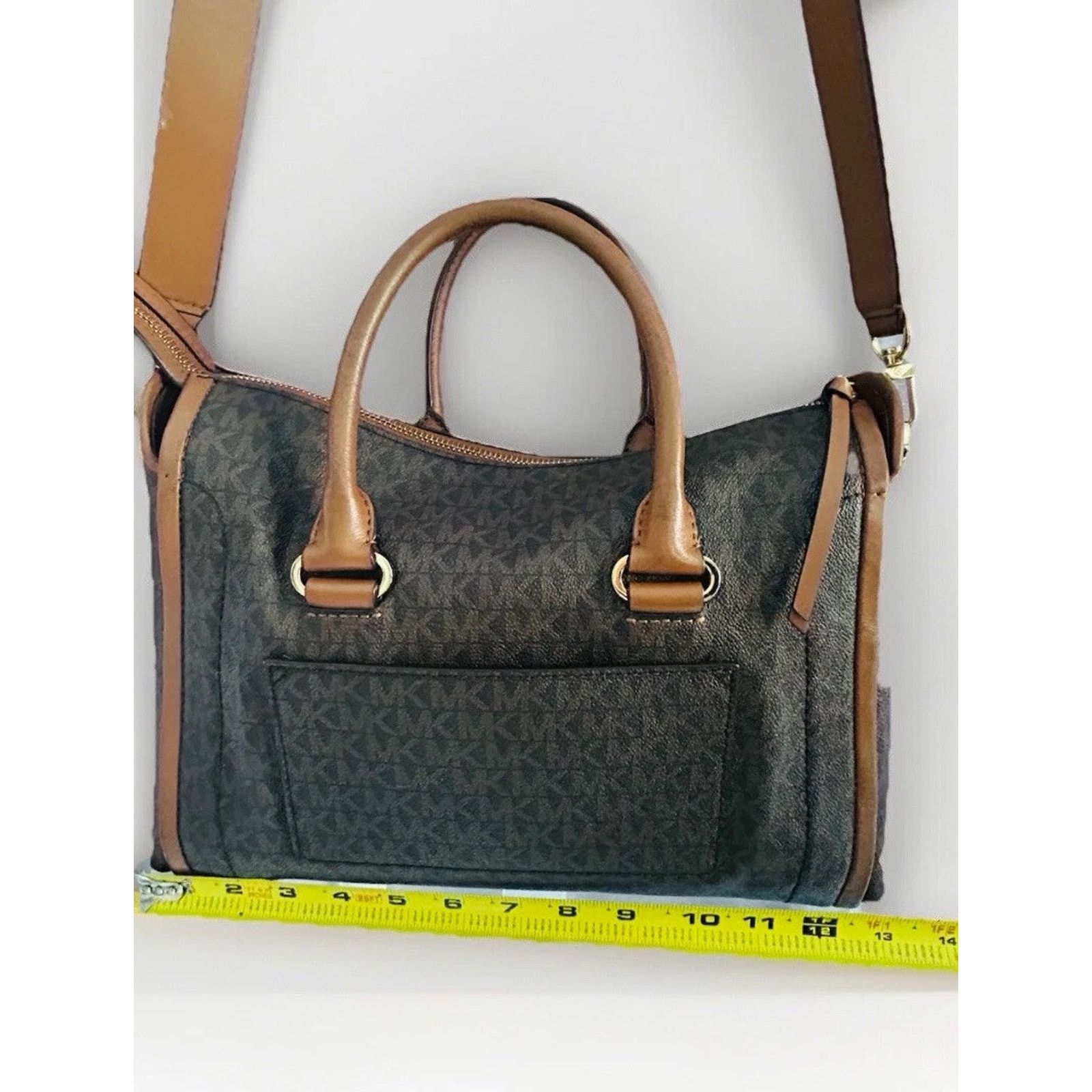 Michael Kors Michael Kors Carine Medium Brown Acorn Gold Satchel Handbag Size ONE SIZE - 15 Thumbnail