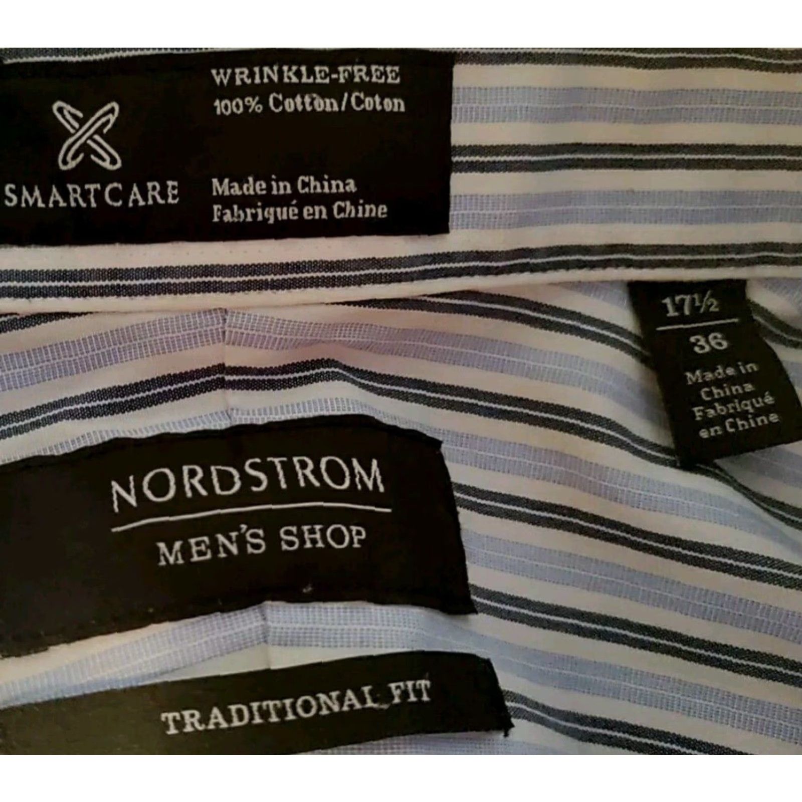 VINTAGE Nordstrom Men's Shop Dress Shirt Long Sleeve Cotton Blue