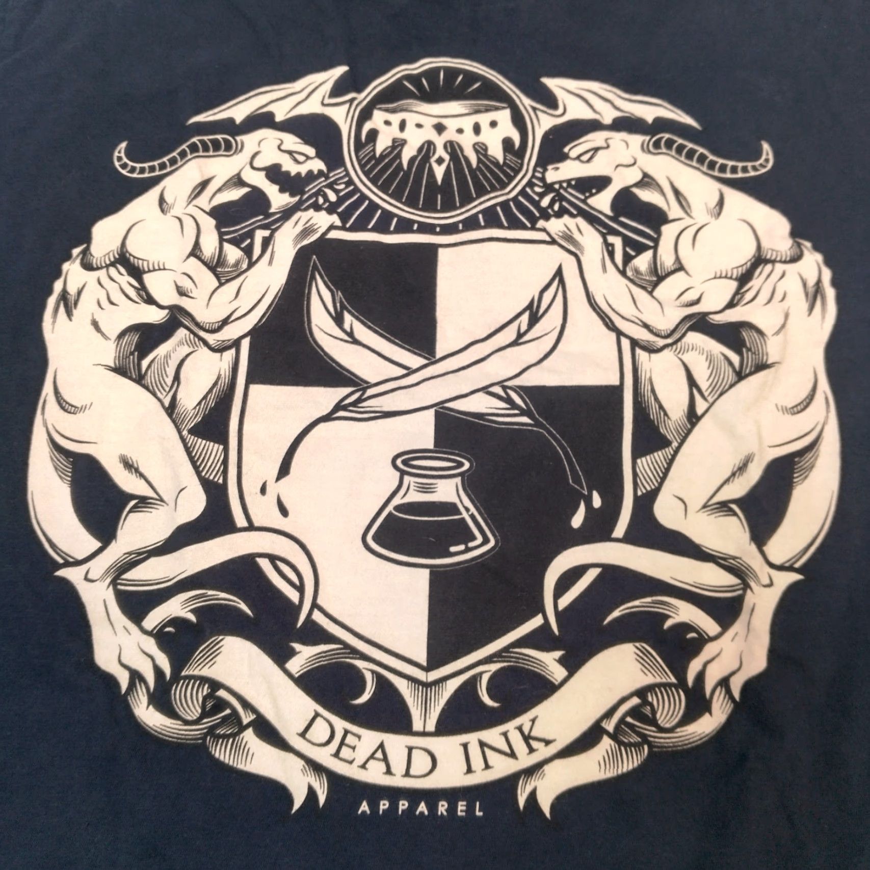 Vintage VINTAGE Dead Ink Apparel Shirt Gargoyle Streetwear Blue Short Sleeve L Adult Crew Neck Cotton T-Shirt Men Size US L / EU 52-54 / 3 - 3 Thumbnail