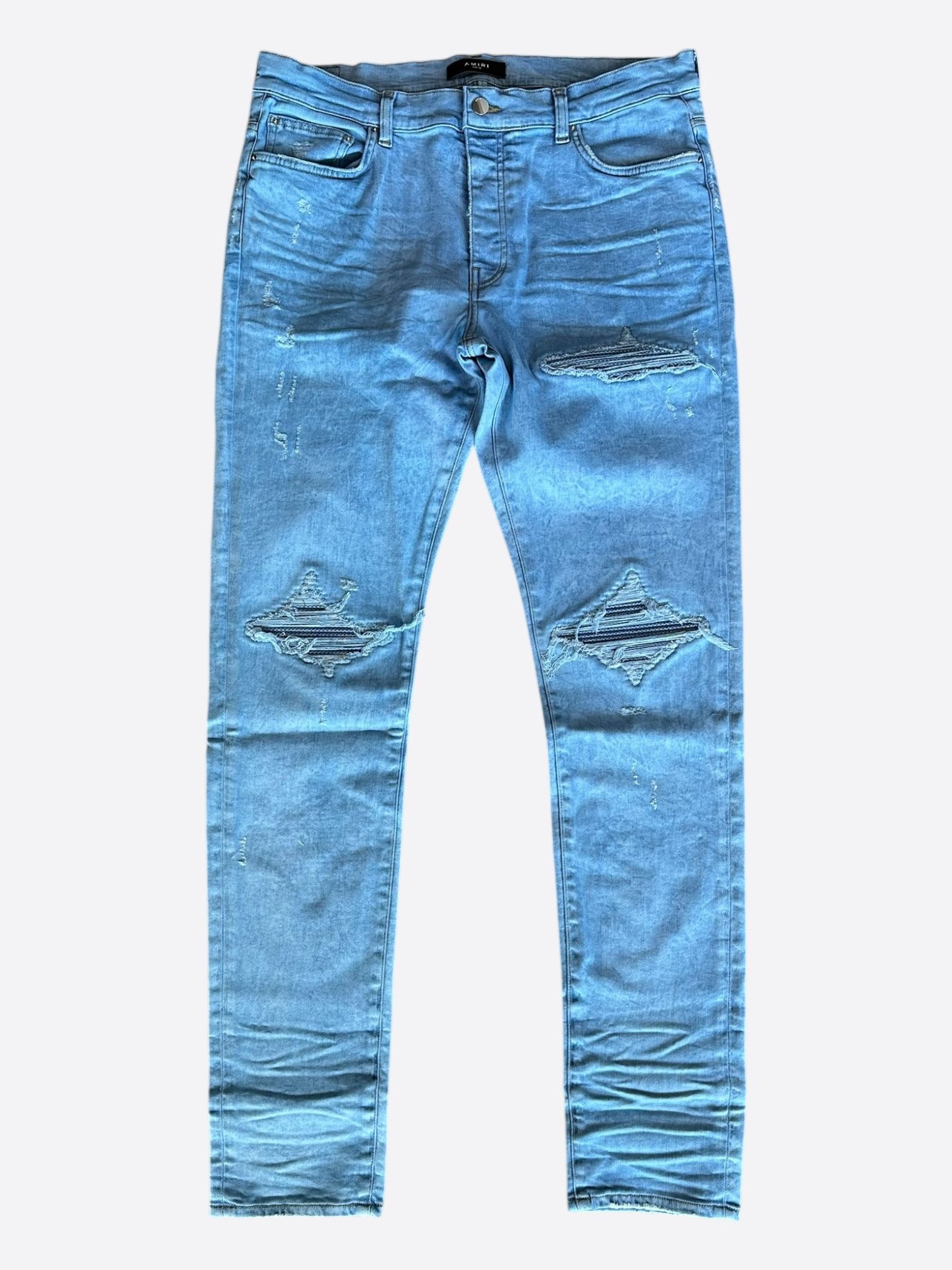 Amiri Amiri Overdyed Blue Mesh Patch MX1 Jeans Size US 30 / EU 46 - 1 Thumbnail