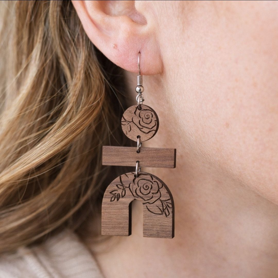 Other Walnut Rose Arch Earrings Size ONE SIZE - 1 Thumbnail