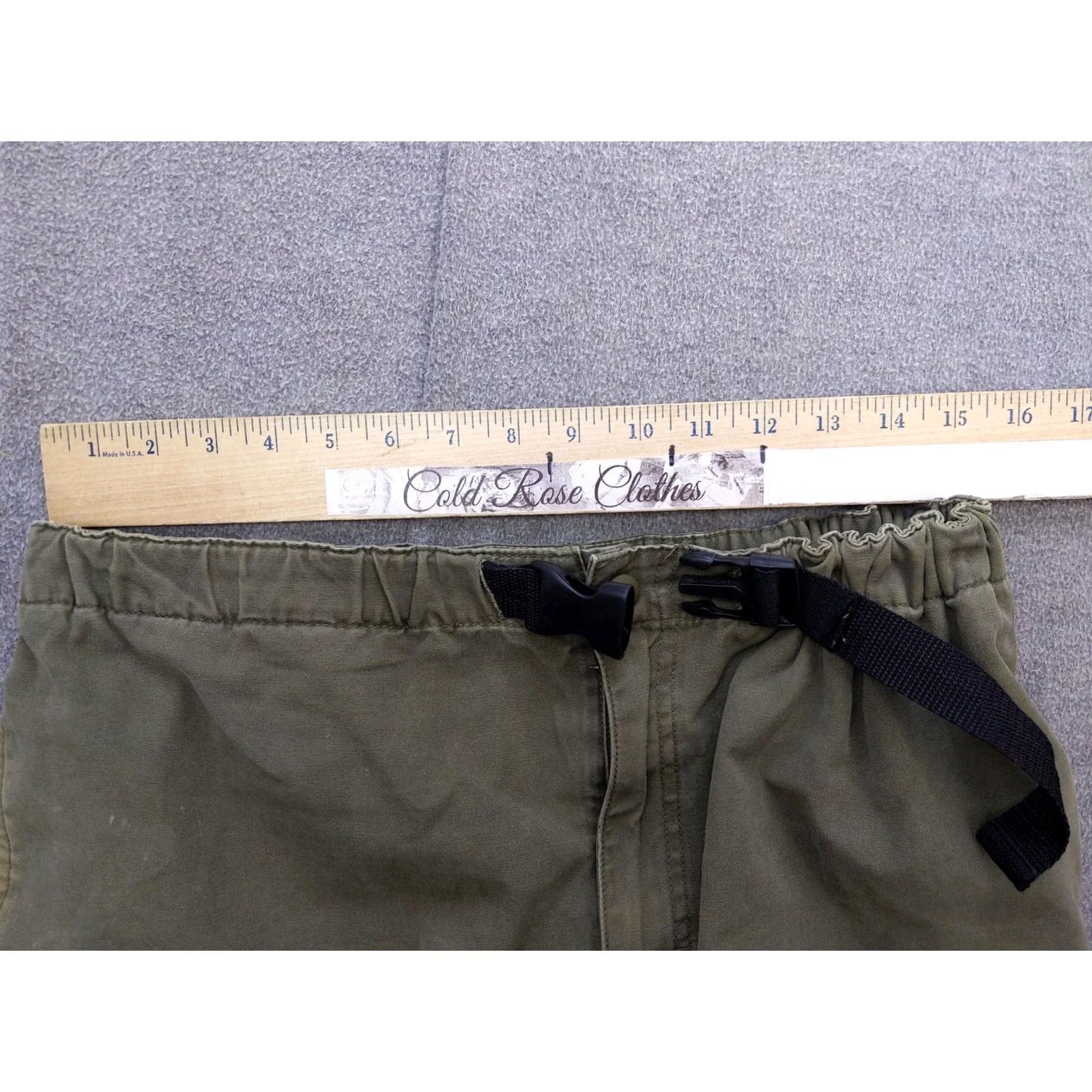Vintage Caribou Creek Shorts Mens Large Green Cotton Belted Chino Casual Travel Size US 33 - 4 Thumbnail