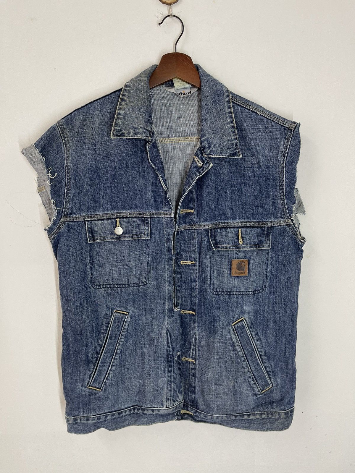 Carhartt ☀️SUMMER STYLE🔥CARHARTT DETROIT SLEVELESS DISTRESSED DENIM Size US M / EU 48-50 / 2 - 1 Thumbnail