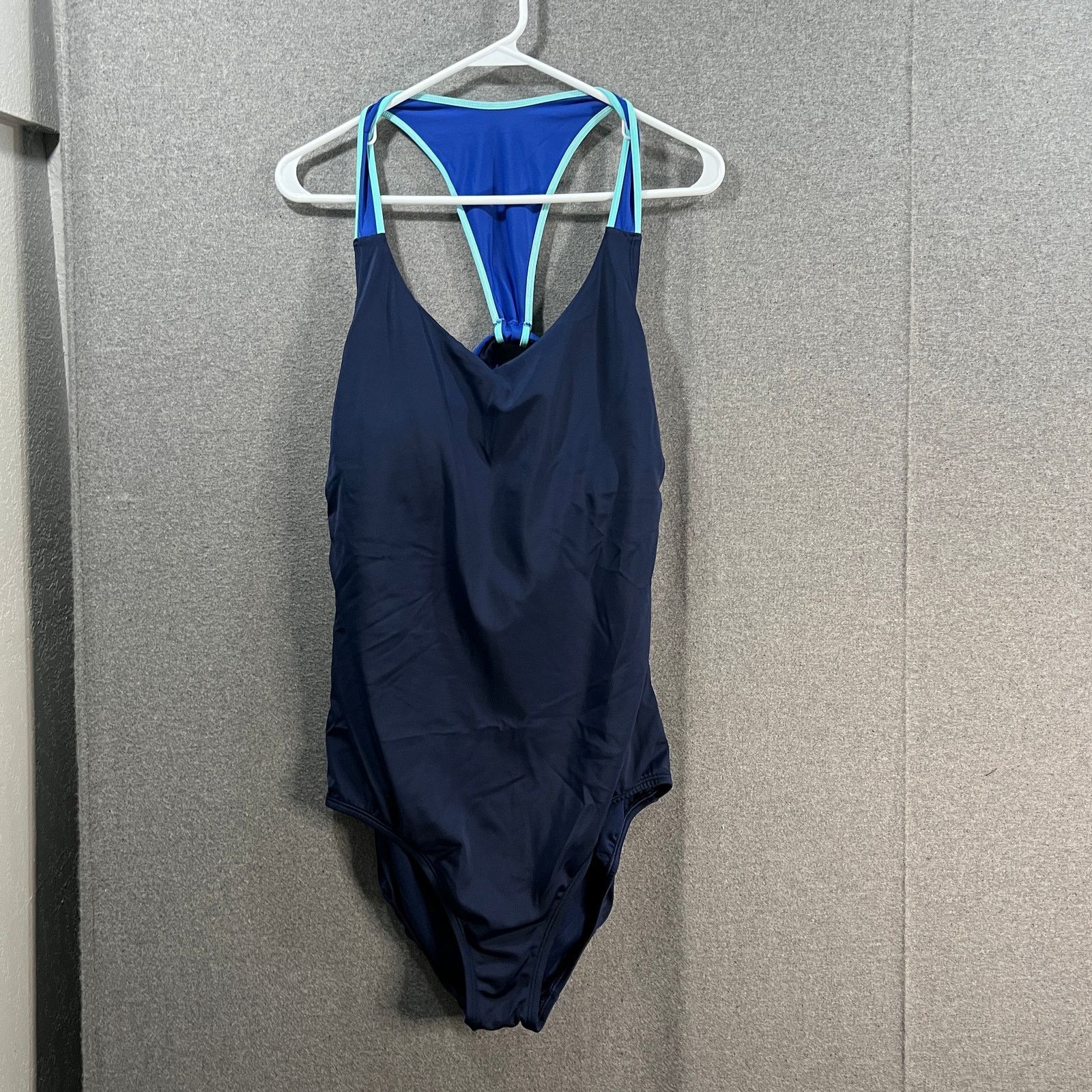 Lands' End Lands' End V-Neck Racerback One Piece Deep Sea Blue Size 16 Size XXL / US 16-18 / IT 52-54 - 1 Thumbnail