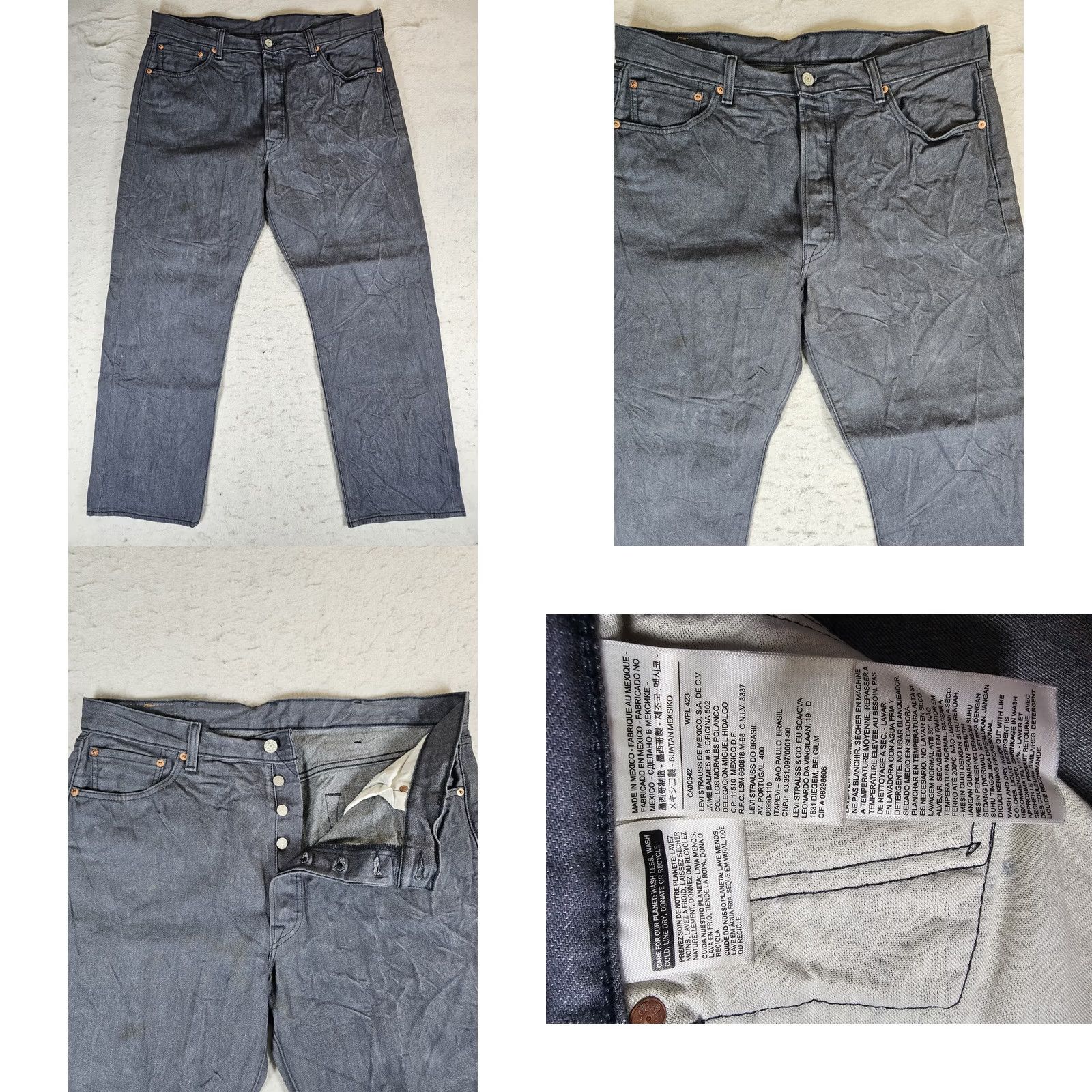 Levi's VINTAGE Levi's 501 Jeans Straight Leg Button Fly Denim Jeans Dark Blue Mens 38x30 - 90s Retro Cotton Regular Style Regular Natural Blue 5-Pocket Mens Size US 38 / EU 54 - 8 Thumbnail