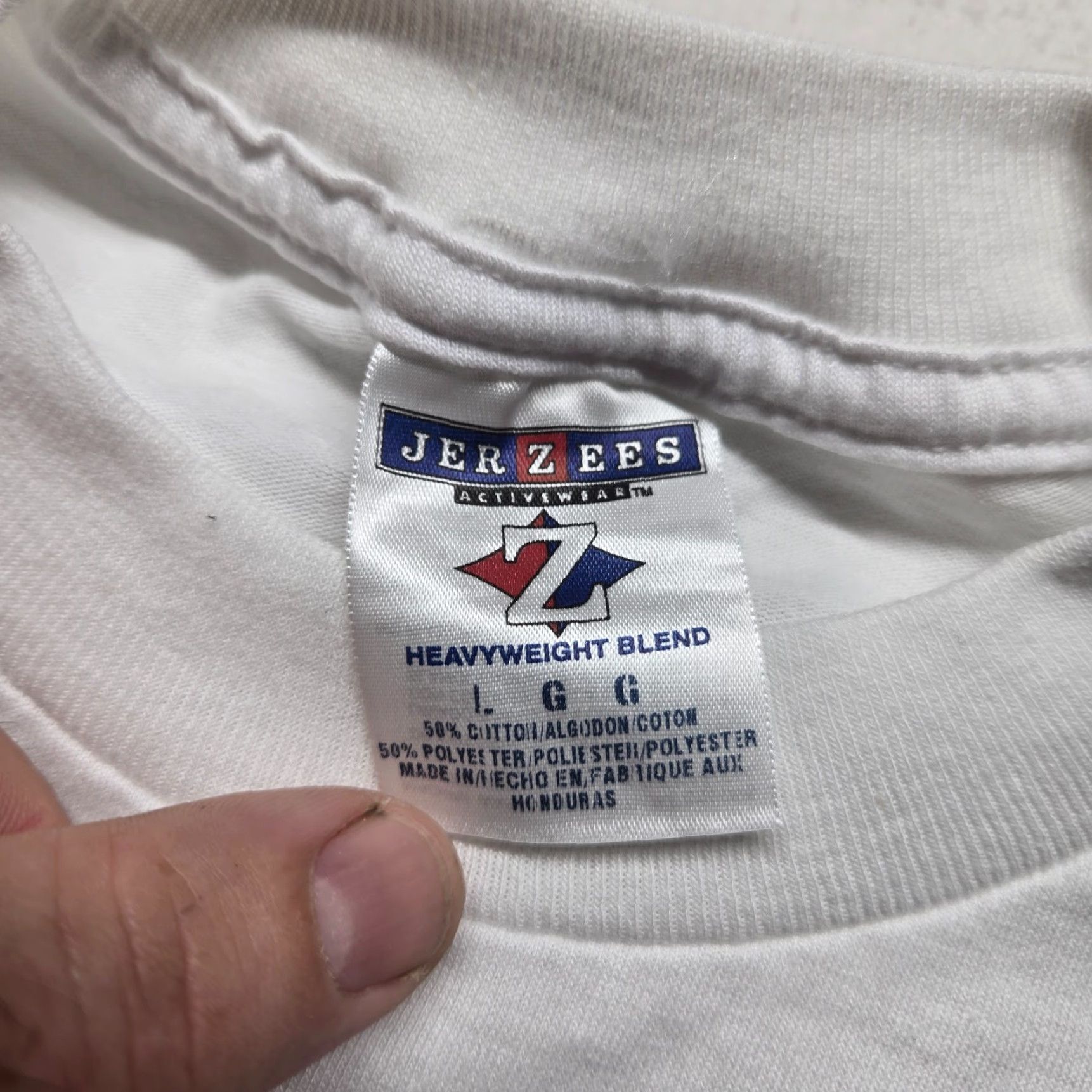 Jerzees VINTAGE Jerzees Shirt Adult L White 90s Nature Outdoor USA 1990s T-Shirt Mens L Size US L / EU 52-54 / 3 - 3 Thumbnail