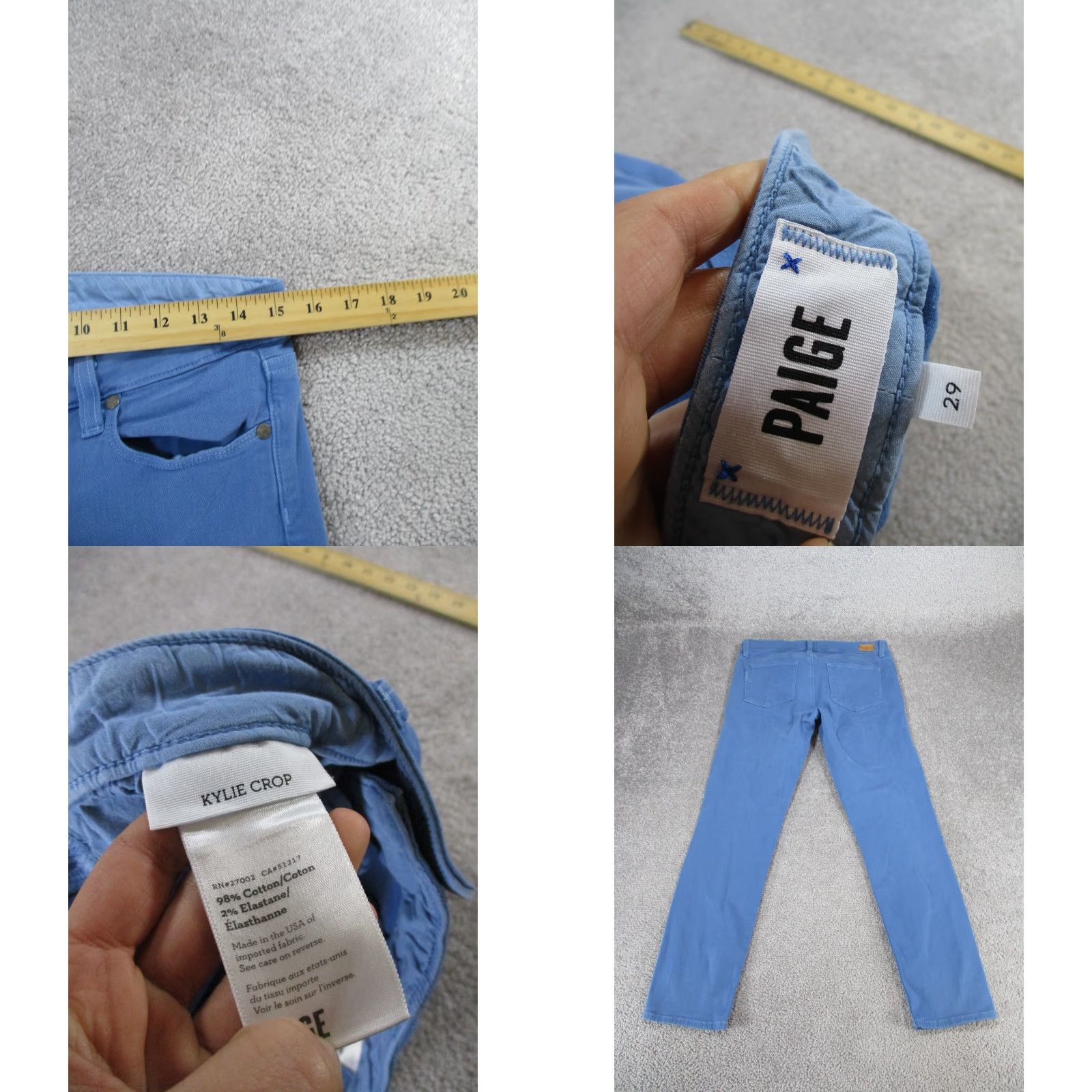 Paige Paige Pants Womens 29 Kylie Crop Light Blue Cotton Skinny * Pants Cropped Women 29 Blue Cotton Spandex Paige Skinny Womens Size 29" - 8 Thumbnail