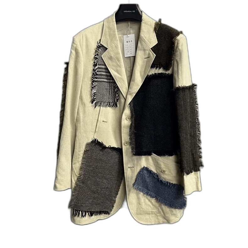 Yohji Yamamoto Yohji Yamamoto Patchwork Linen Blazer-2506 Size US S / EU 44-46 / 1 - 1 Thumbnail